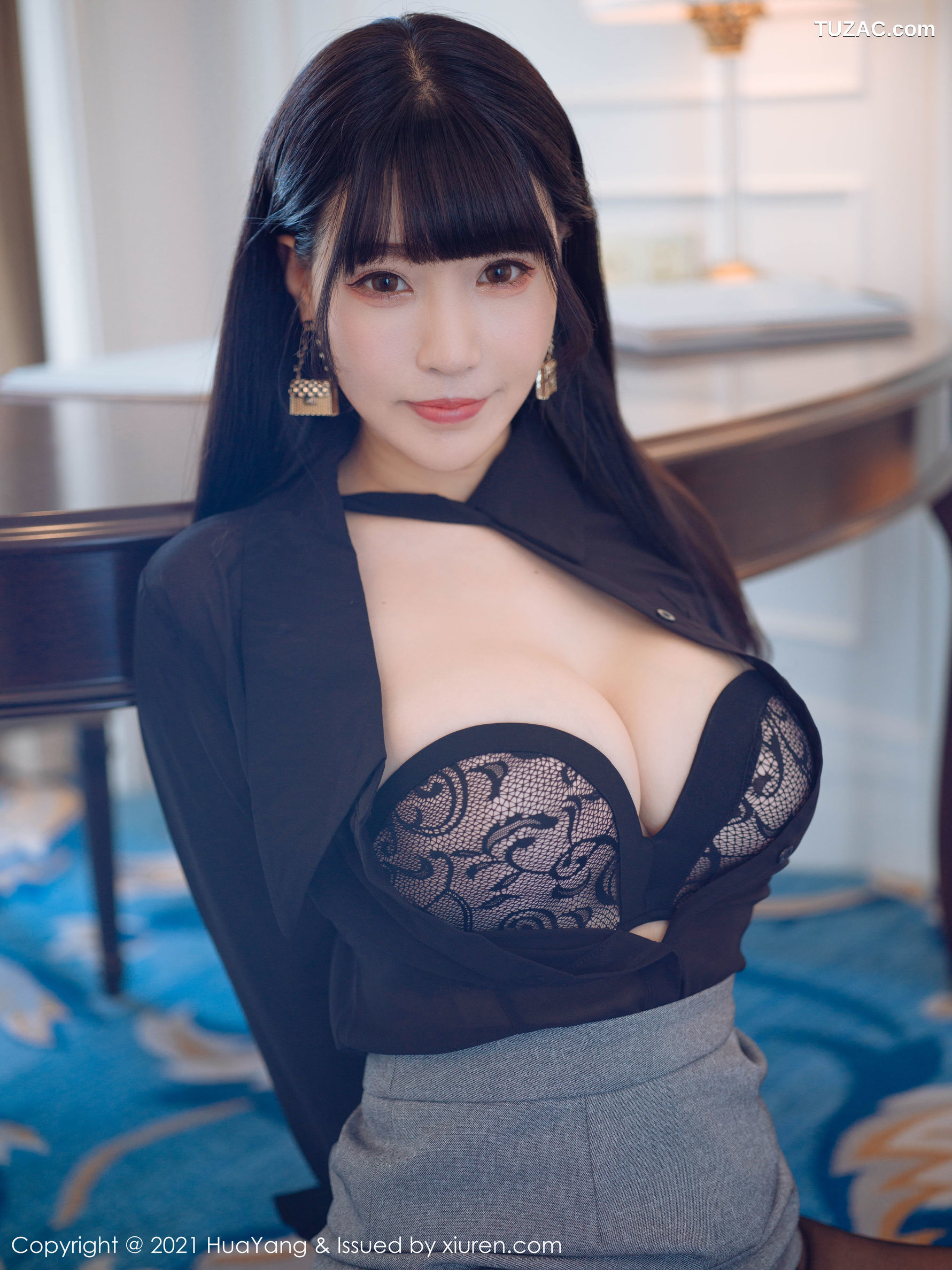 HuaYang花漾-401-朱可儿-厦门旅拍黑色内衣黑丝