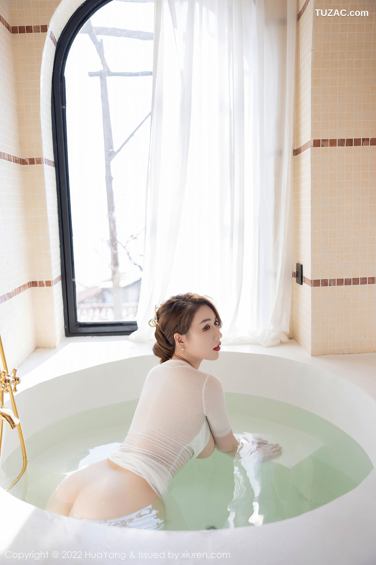 HuaYang花漾-509-尤妮丝-白纱裙浴缸湿身