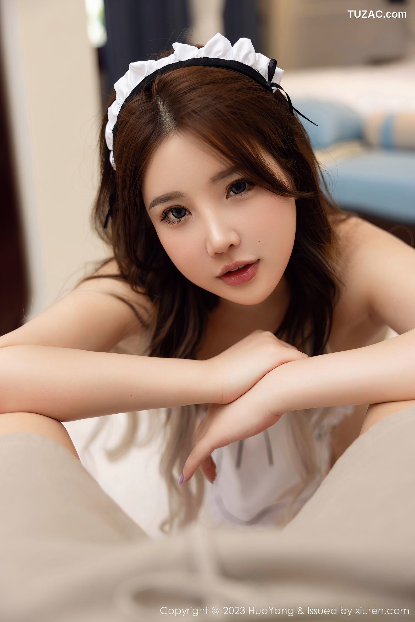 HuaYang花漾-532-小海臀Rena-白色女仆装超薄肉丝-2023.05.06