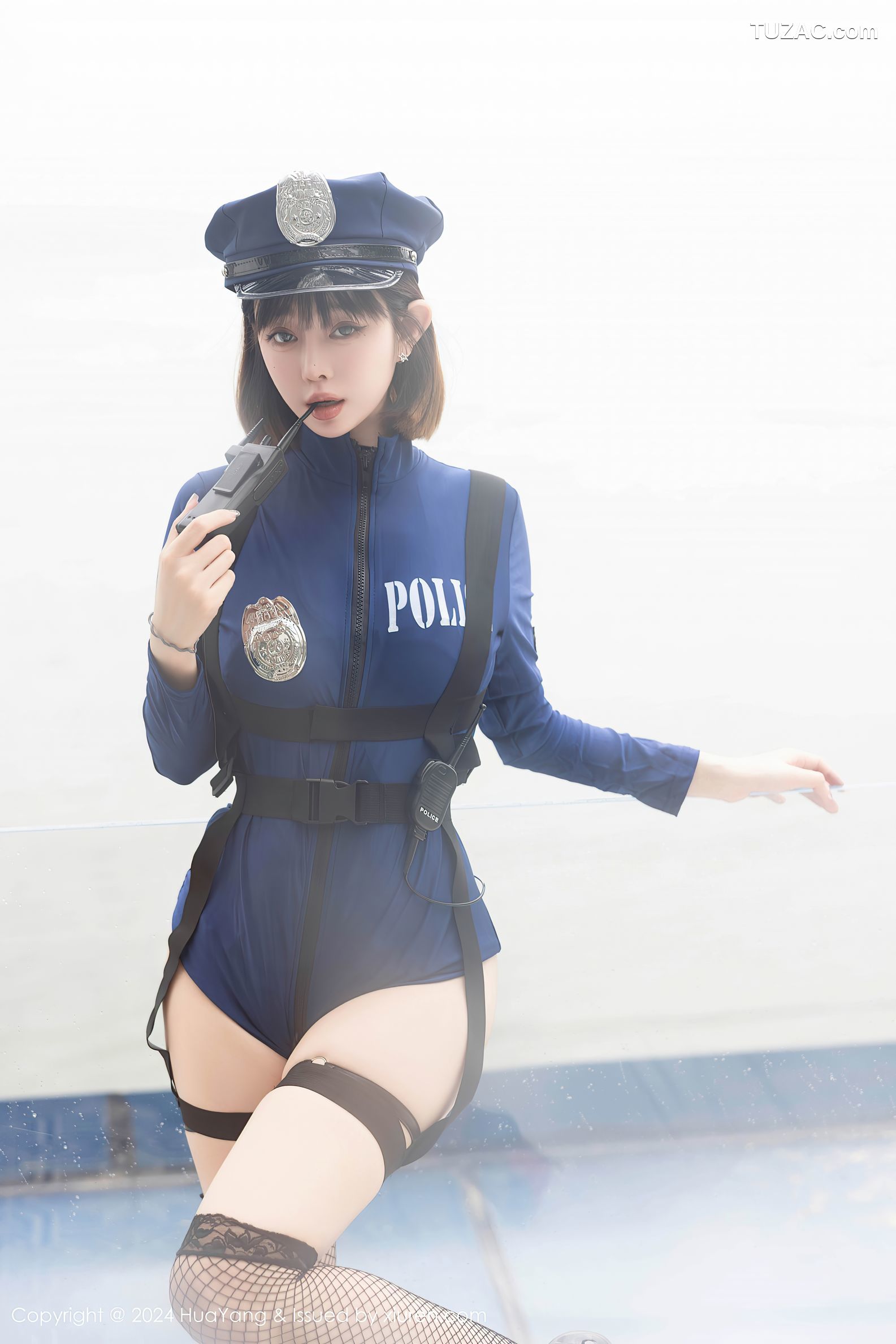 HuaYang花漾-599-王雨纯-情趣女警服黑色丝带内衣爆乳-2024.08.09