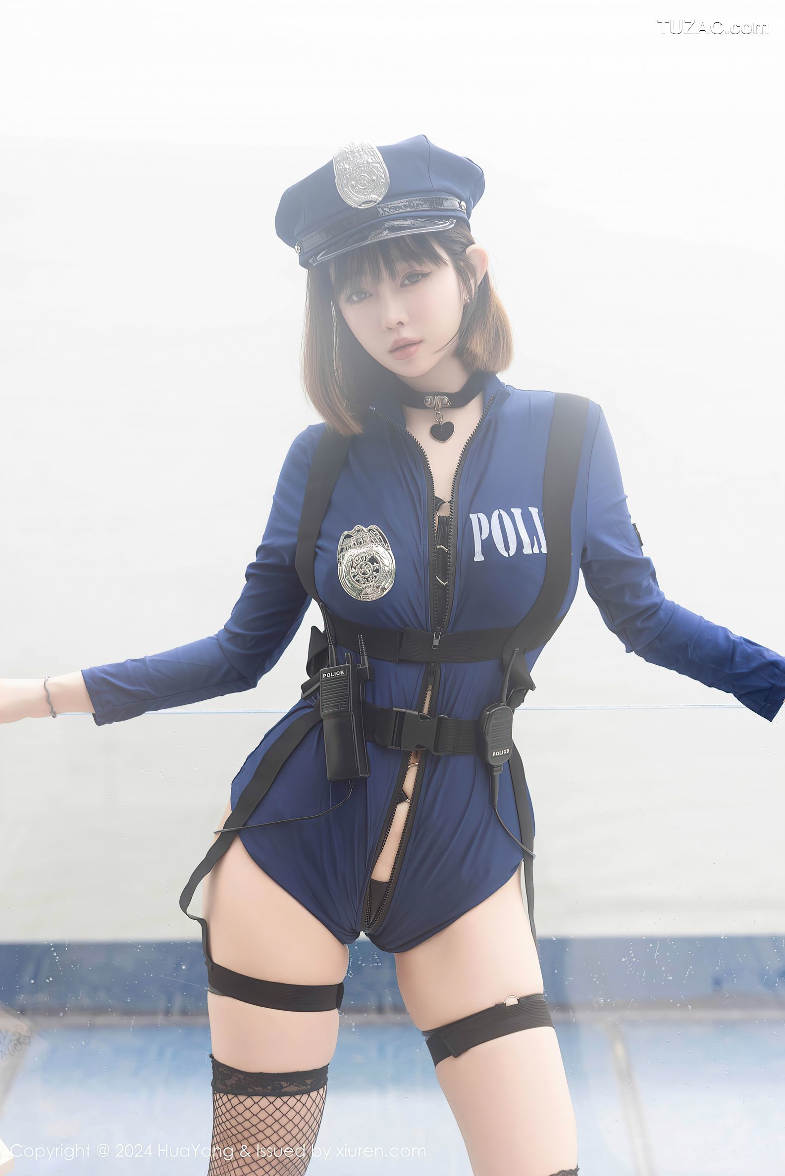 HuaYang花漾-599-王雨纯-情趣女警服黑色丝带内衣爆乳-2024.08.09