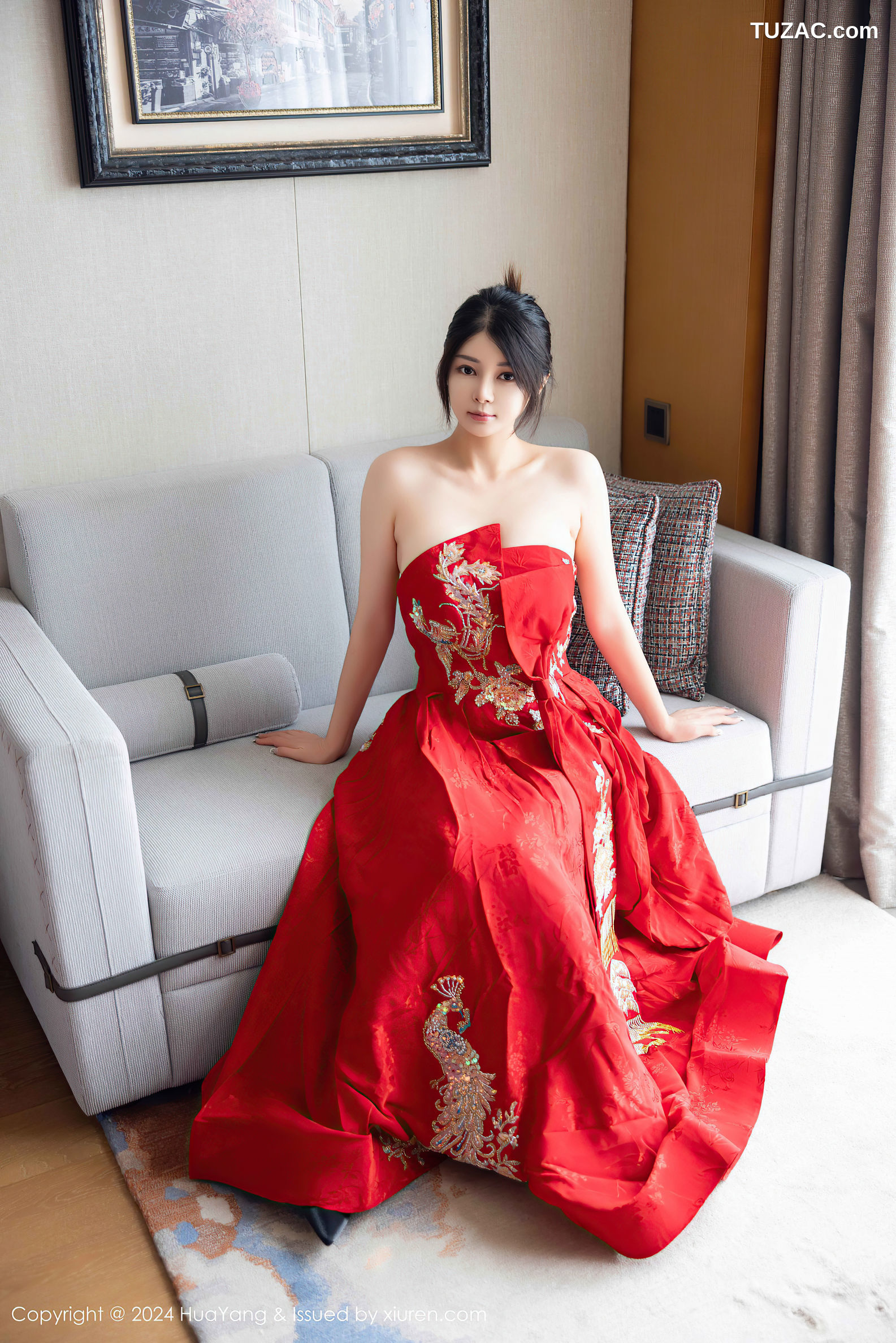 HuaYang花漾-623-凯竹Quinn-红色长裙爆乳-2024.12.12