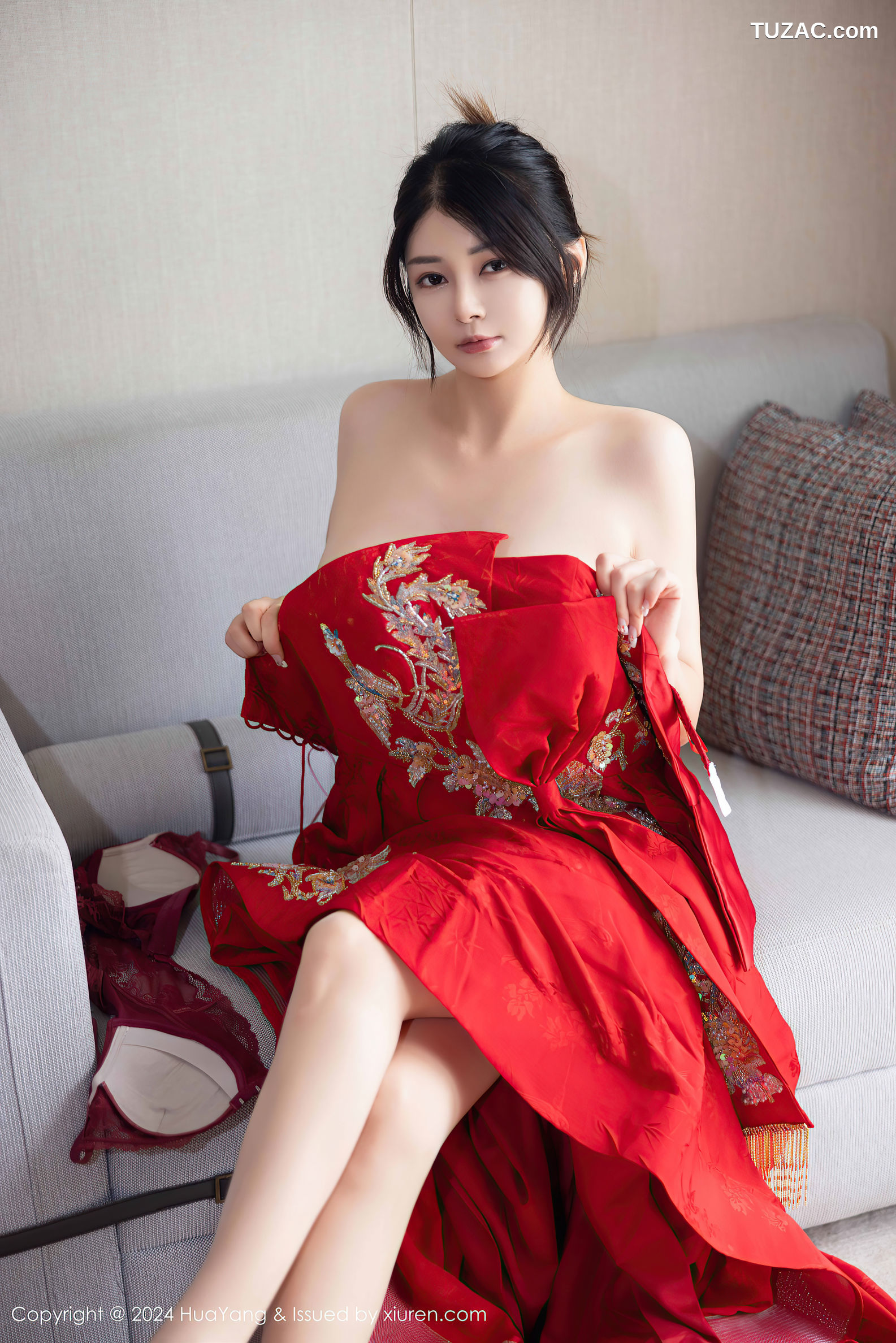 HuaYang花漾-623-凯竹Quinn-红色长裙爆乳-2024.12.12