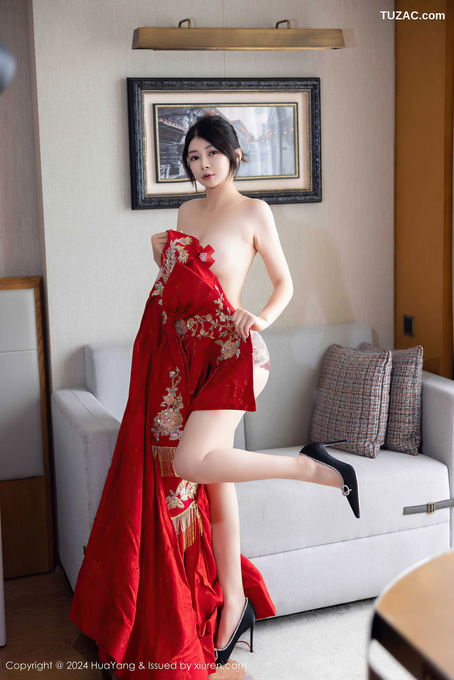 HuaYang花漾-623-凯竹Quinn-红色长裙爆乳-2024.12.12