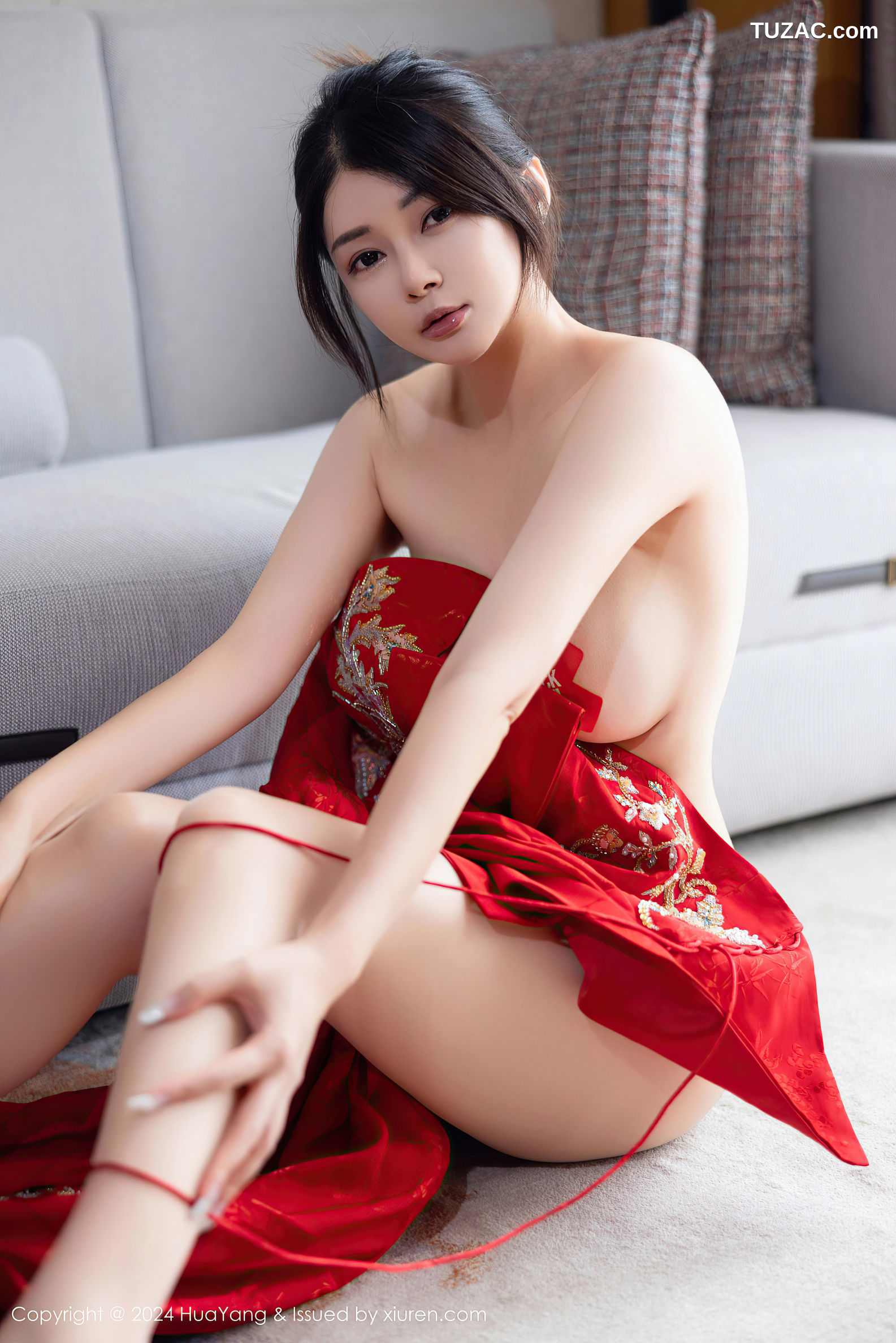 HuaYang花漾-623-凯竹Quinn-红色长裙爆乳-2024.12.12