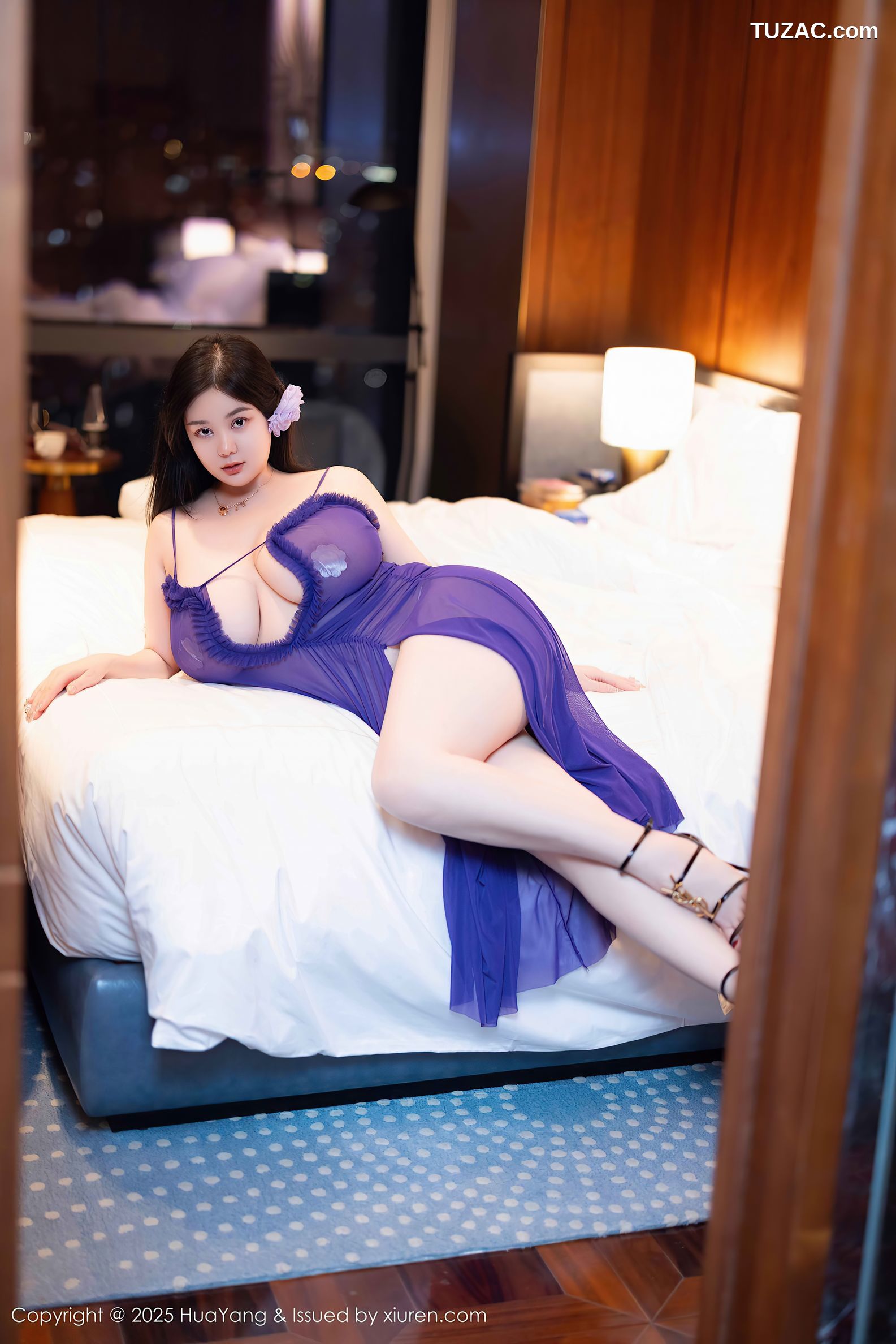 HuaYang花漾-635-易阳Silvia-青莲色蕾丝吊带睡衣-2025.03.13