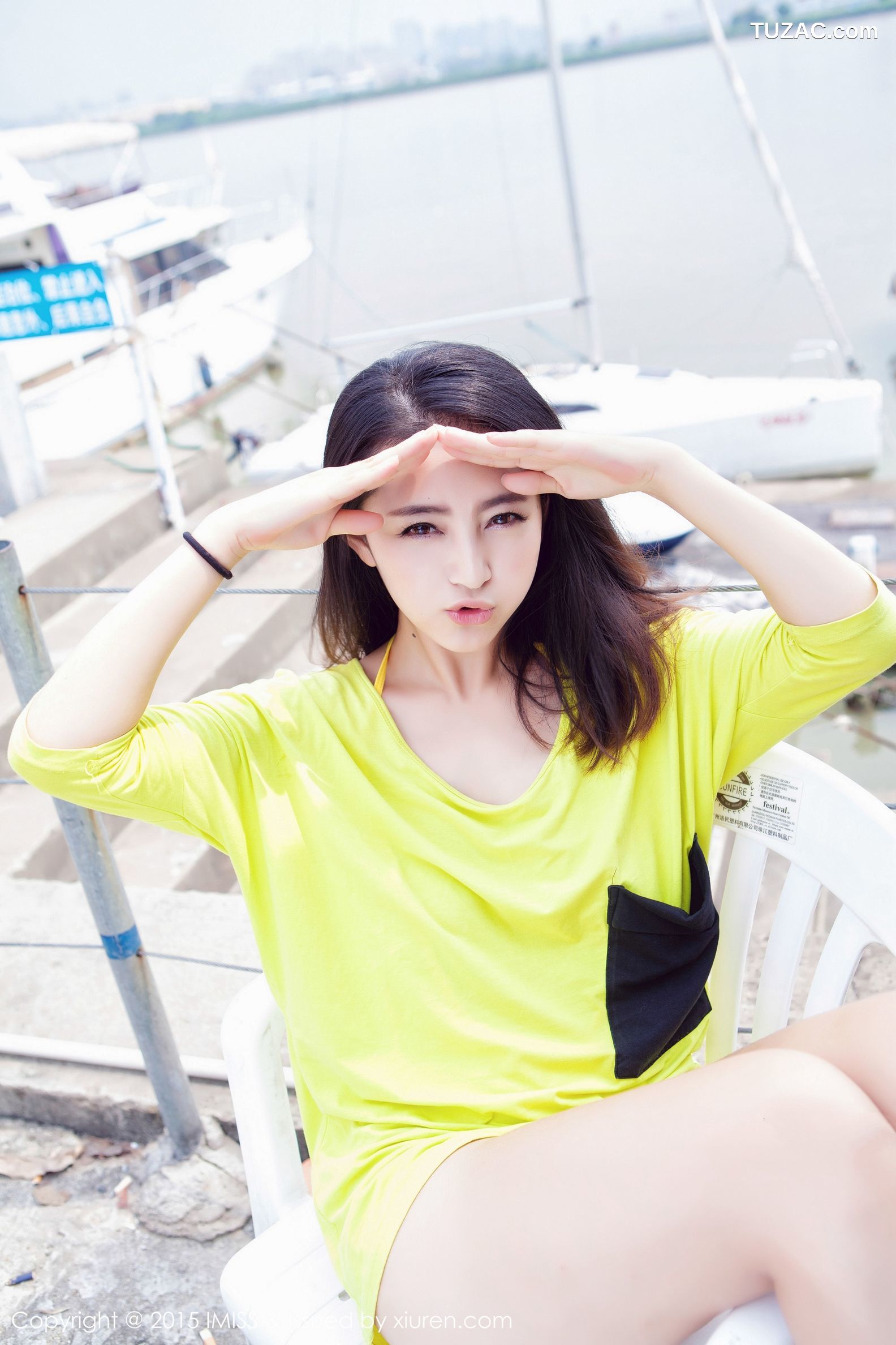 IMiss爱蜜社-017-夏茉-黄色连体泳装木瓜奶