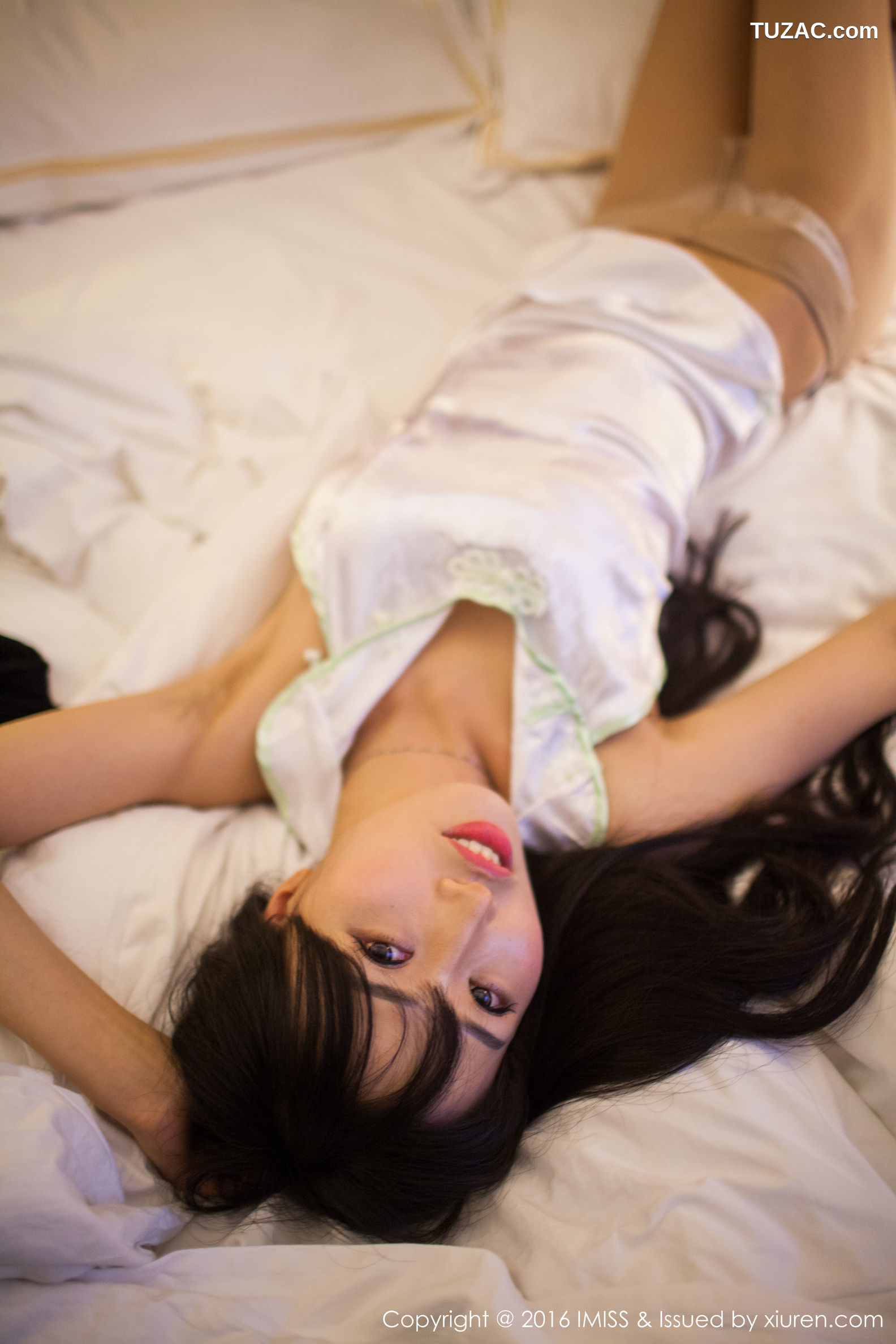 IMiss爱蜜社-122-石心琪-白色蕾丝内裤肉丝裤袜