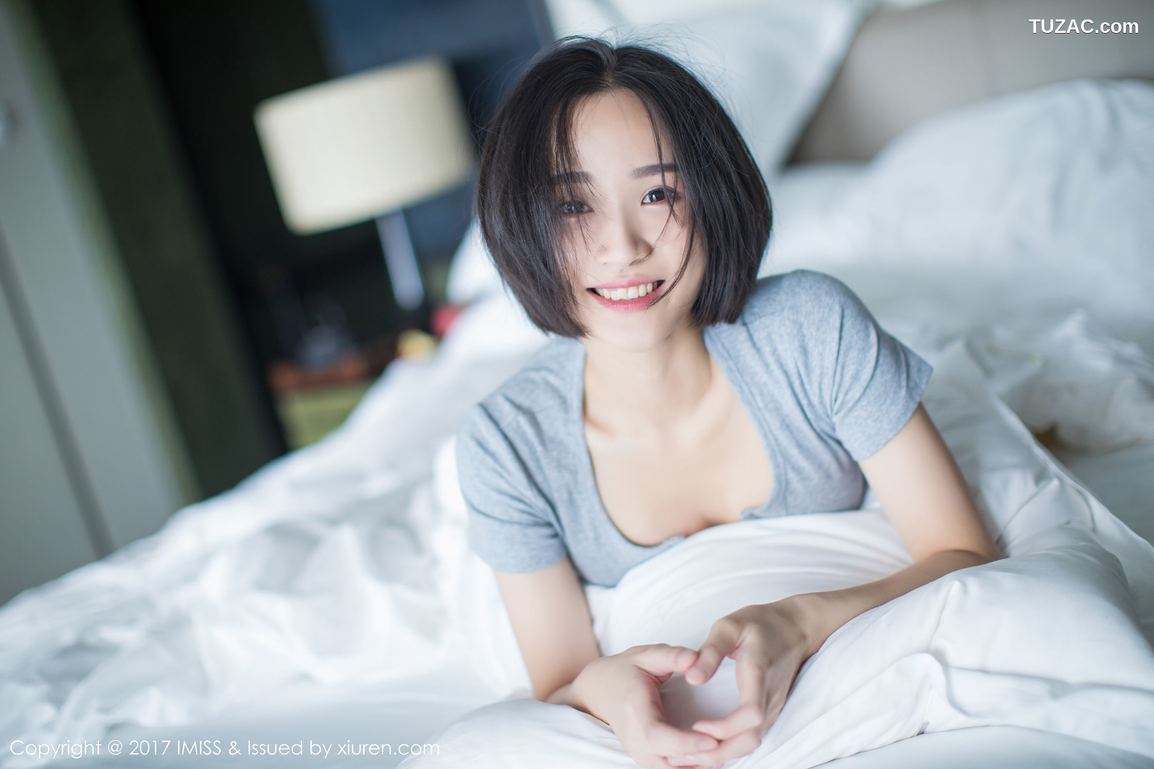 IMiss爱蜜社-178-Livia-清爽蓝色衬衣-白色蕾丝