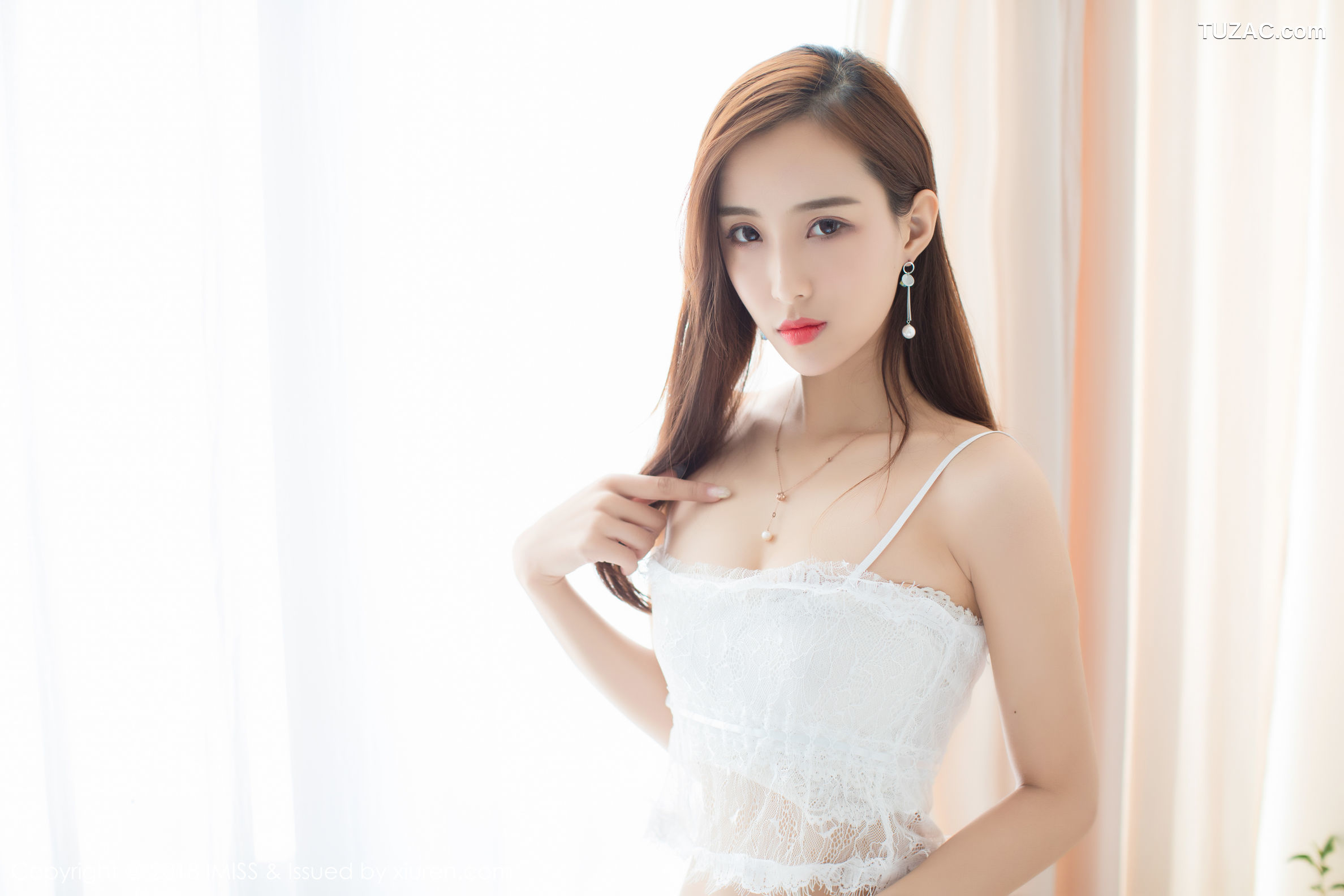 IMiss爱蜜社-217-猫宝-白色蕾丝内衣吊带蕾丝