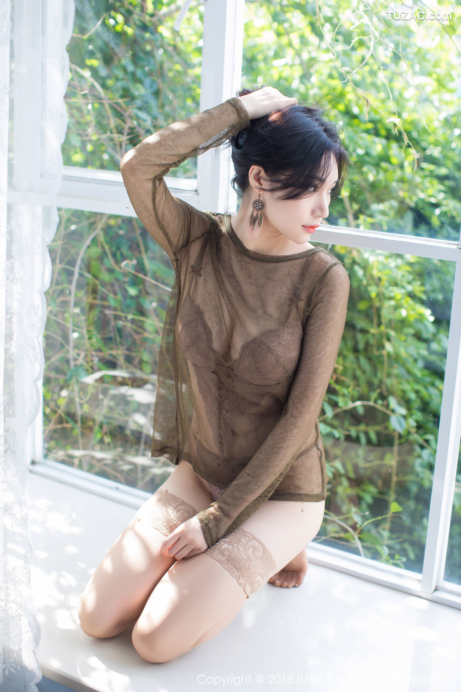 IMiss爱蜜社-218-小狐狸Sica-咖啡色蕾丝内衣丝袜