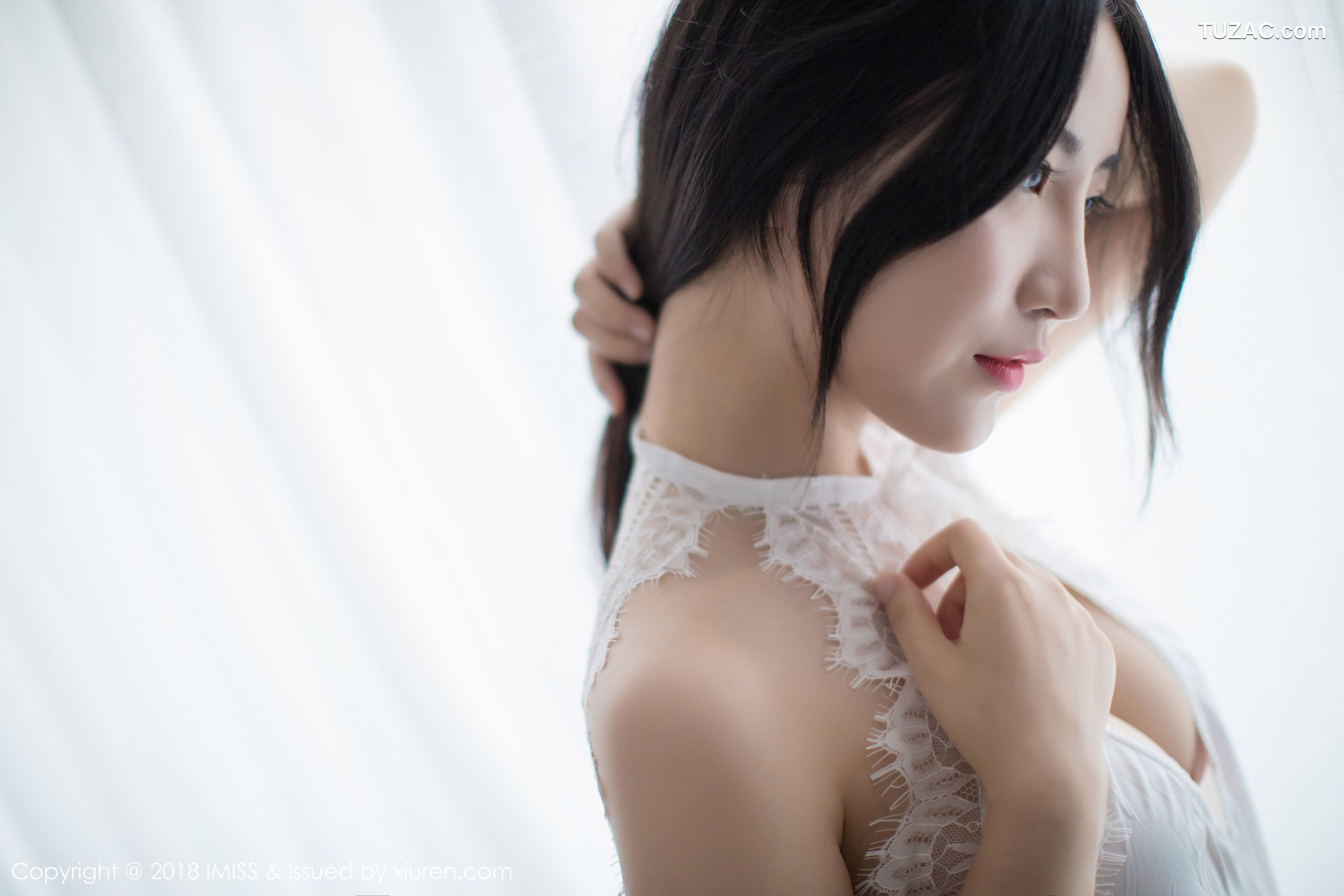 IMiss爱蜜社-249-绯月樱-白色蕾丝高叉连体衣