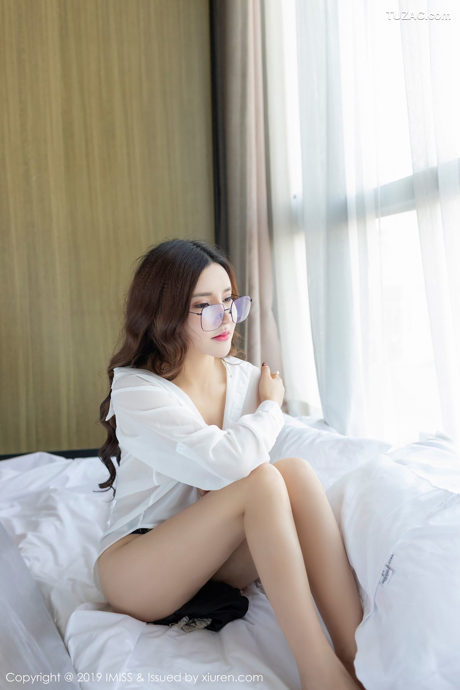 IMiss爱蜜社-323-雅雅Yaya-薄纱衬衣黑色蕾丝内衣