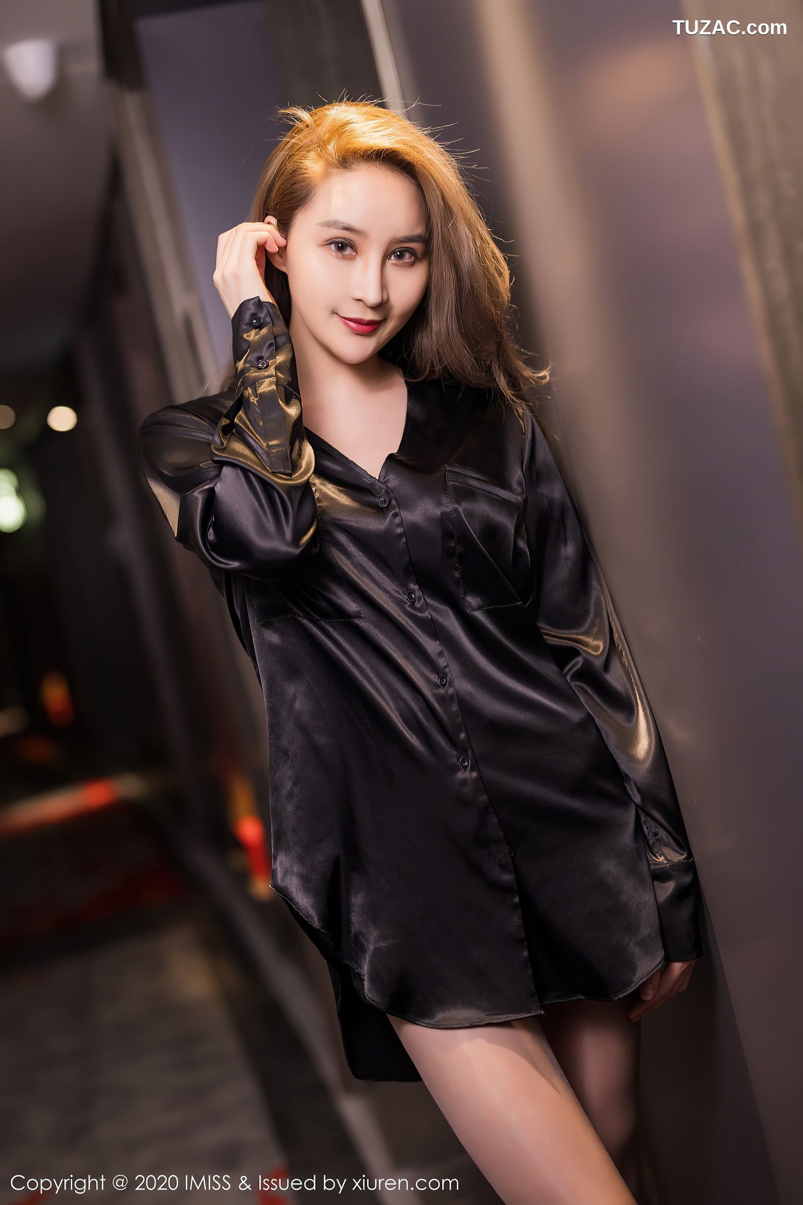 IMiss爱蜜社-514-jermy-黑色衬衫与极致丝袜美腿