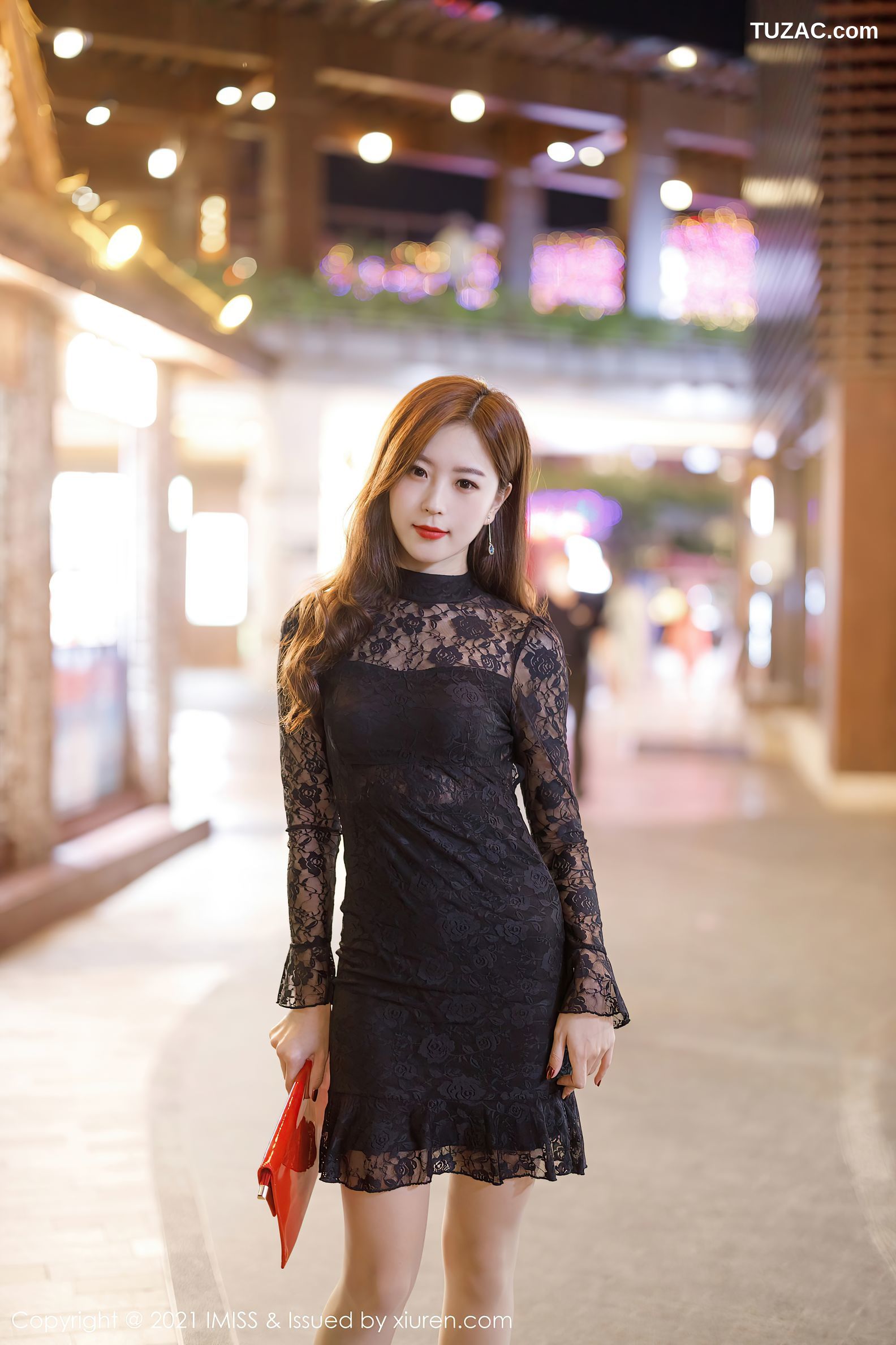 IMiss爱蜜社-546-杨紫嫣Cynthia-黑色镂空蕾丝连衣短裙肉丝-2021.01.22