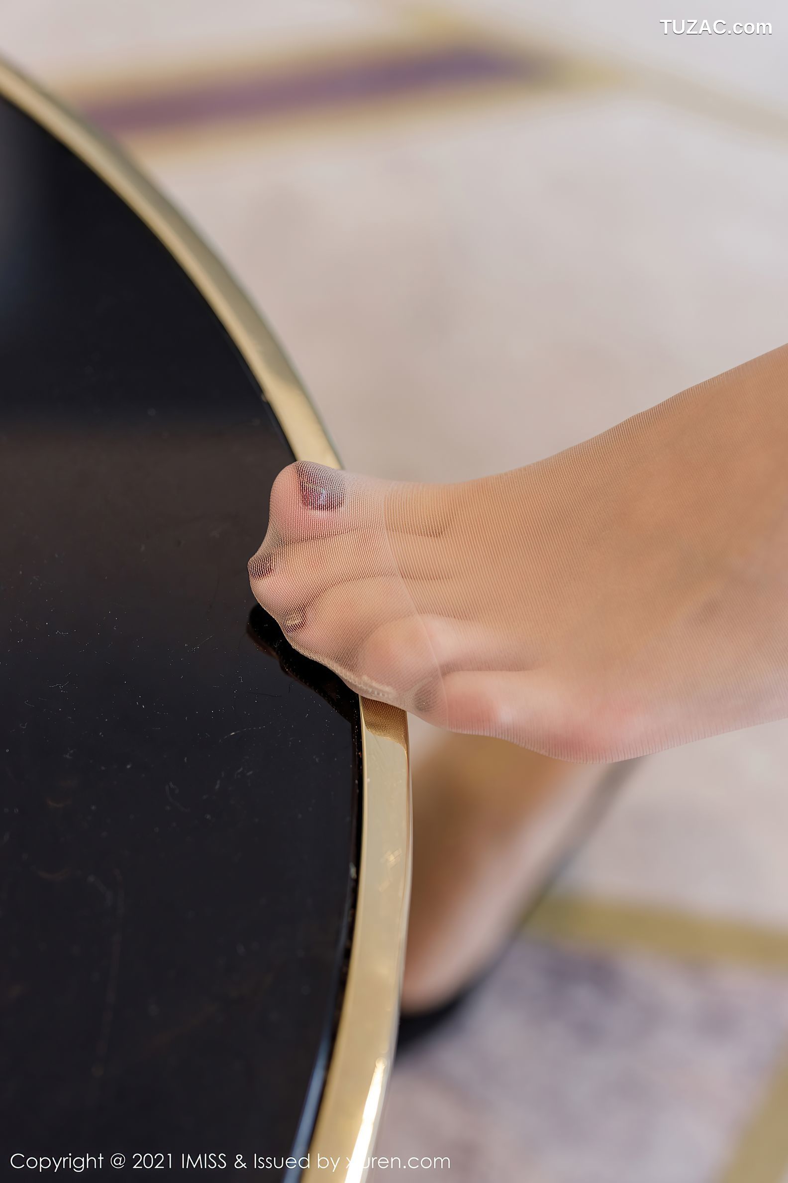 IMiss爱蜜社-551-杨紫嫣Cynthia-蓝绿职业0L套装蕾丝吊带袜-2021.02.08