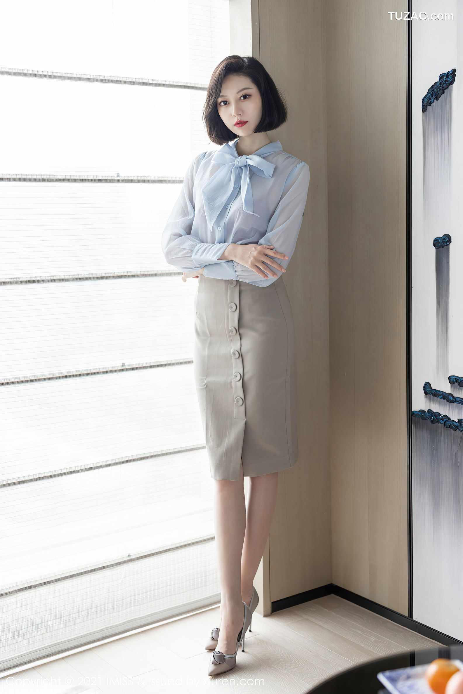 IMiss爱蜜社-605-艺轩-暖色调主题薄透衬衣肉丝-2021.06.21