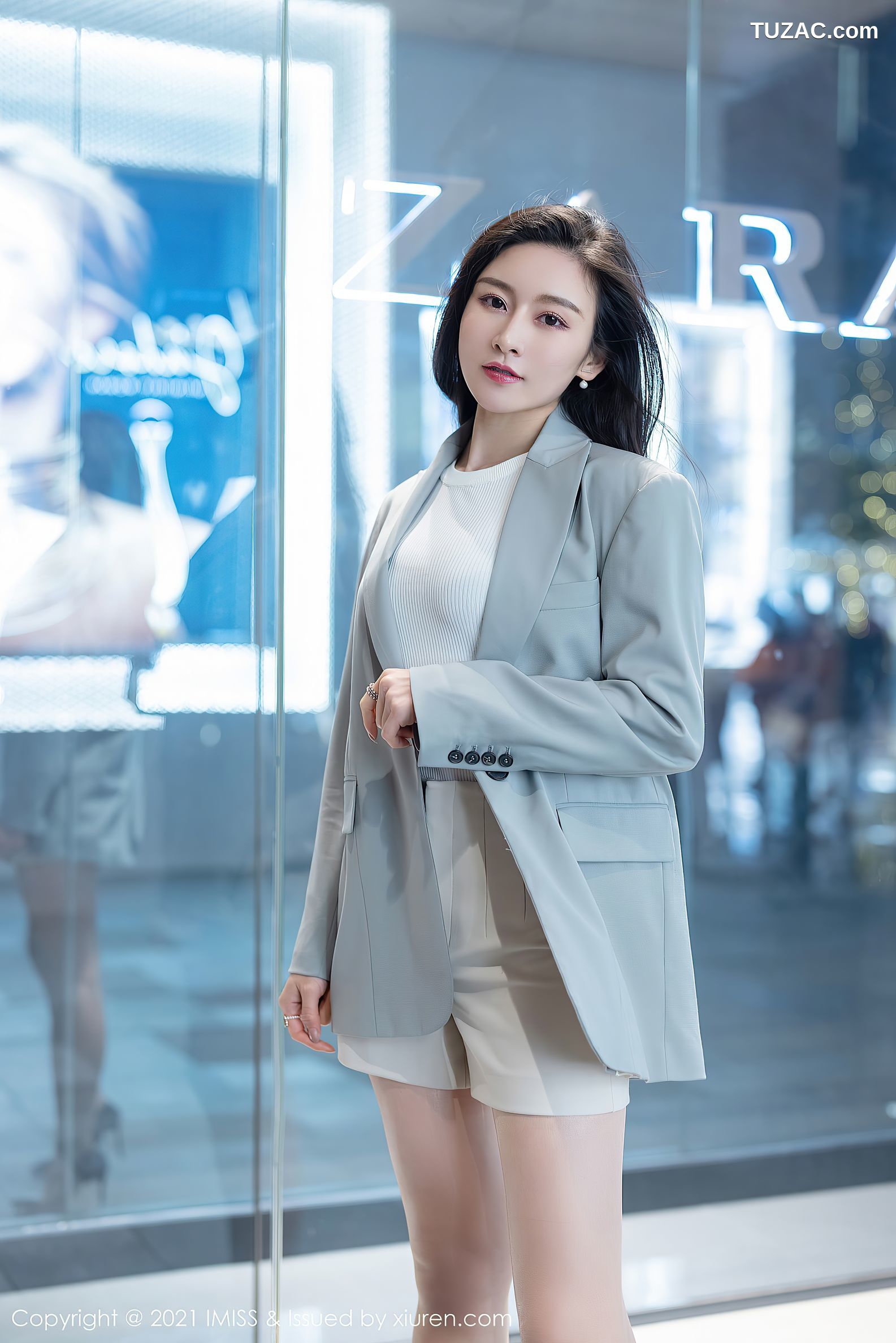 IMiss爱蜜社-610-Vanessa-职场OL主题黑蕾丝镂空内衣-2021.07.05