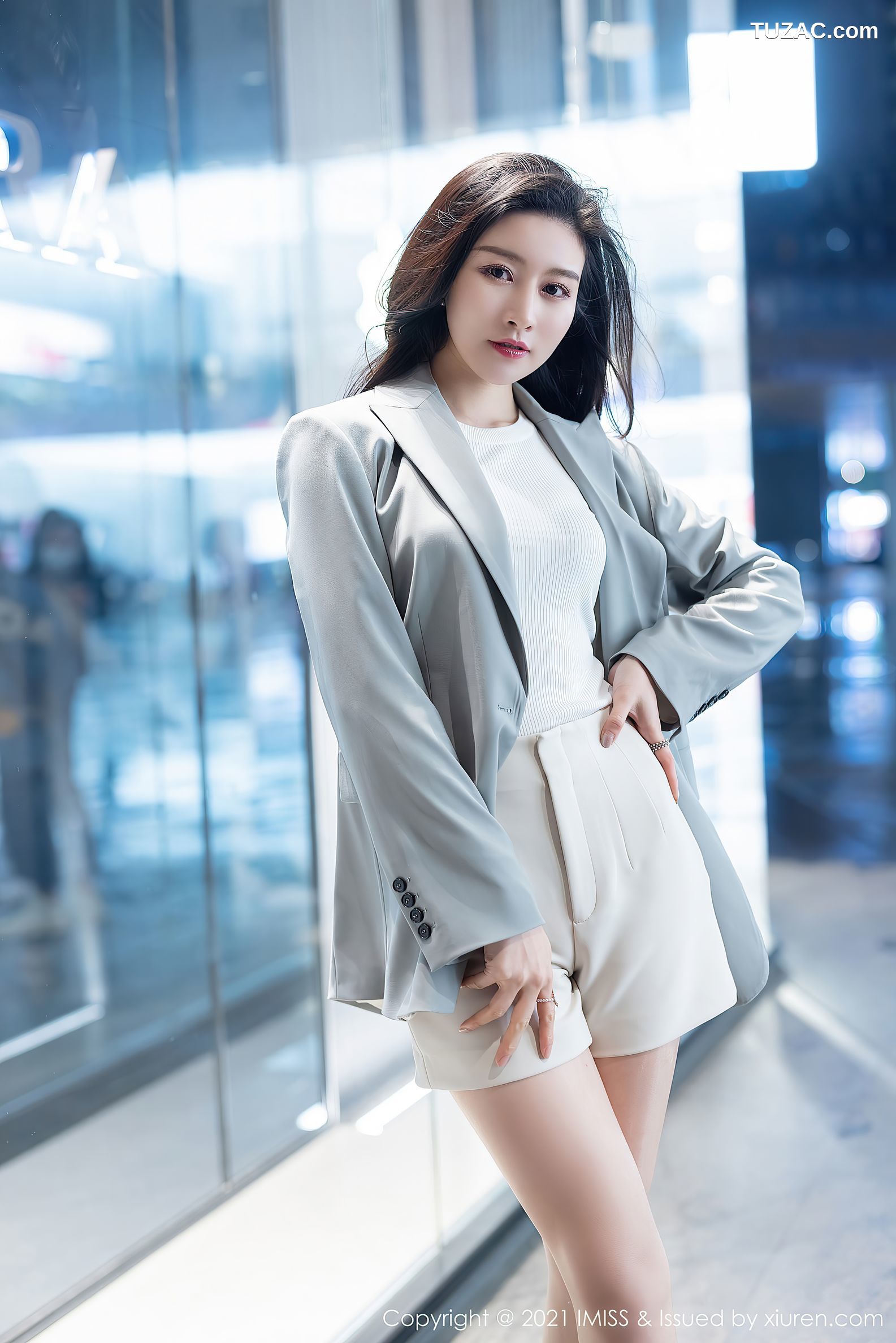 IMiss爱蜜社-610-Vanessa-职场OL主题黑蕾丝镂空内衣-2021.07.05