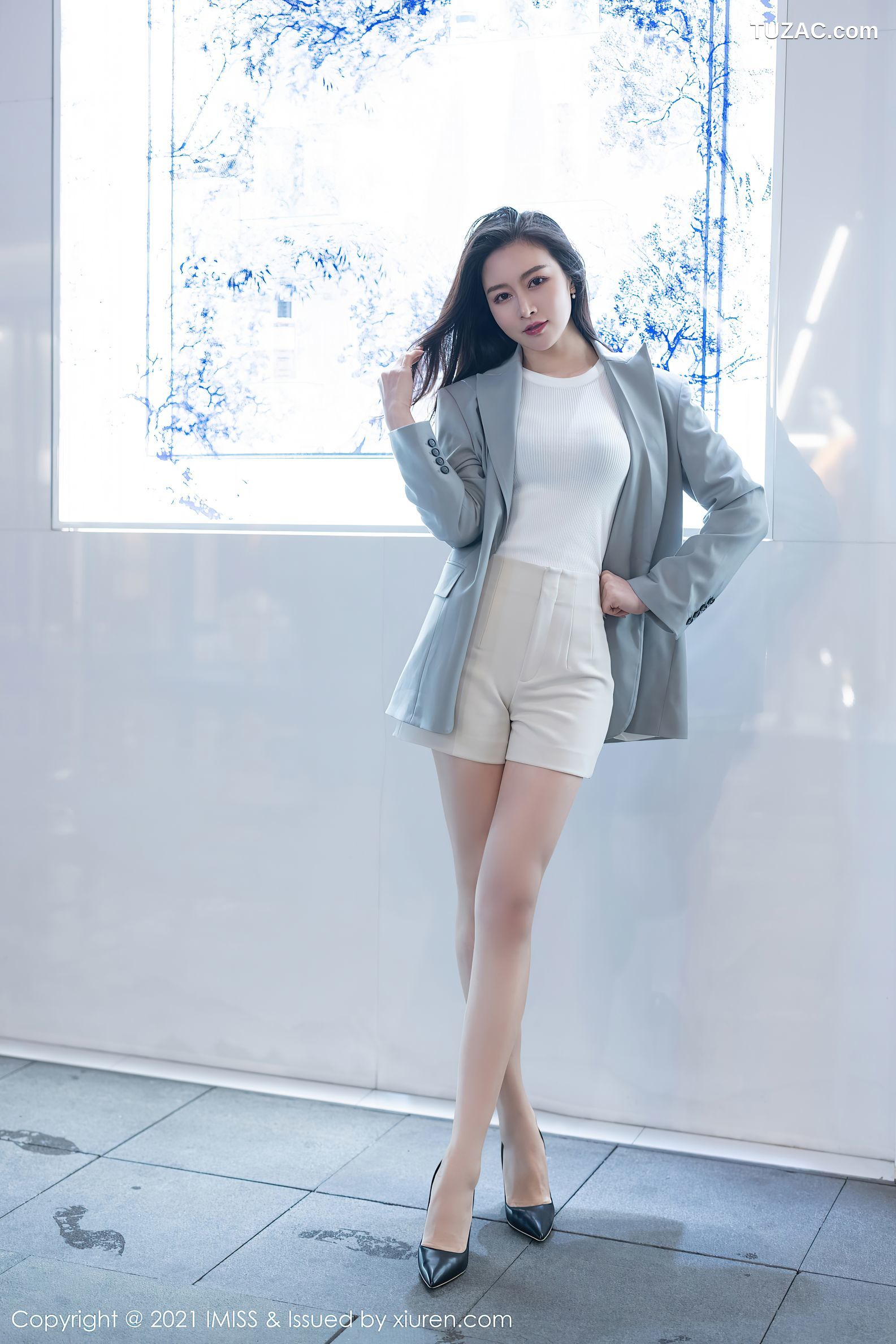 IMiss爱蜜社-610-Vanessa-职场OL主题黑蕾丝镂空内衣-2021.07.05