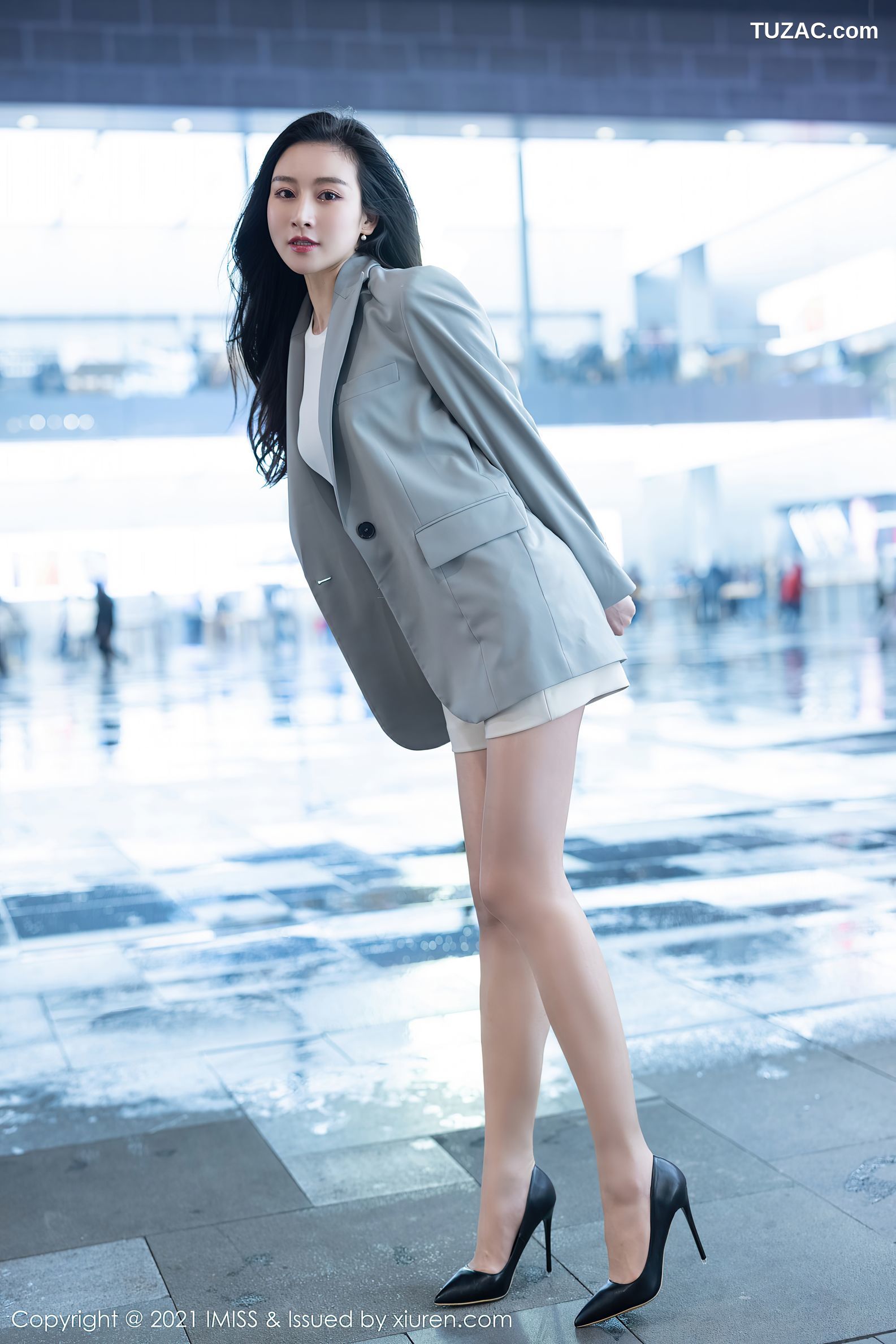 IMiss爱蜜社-610-Vanessa-职场OL主题黑蕾丝镂空内衣-2021.07.05