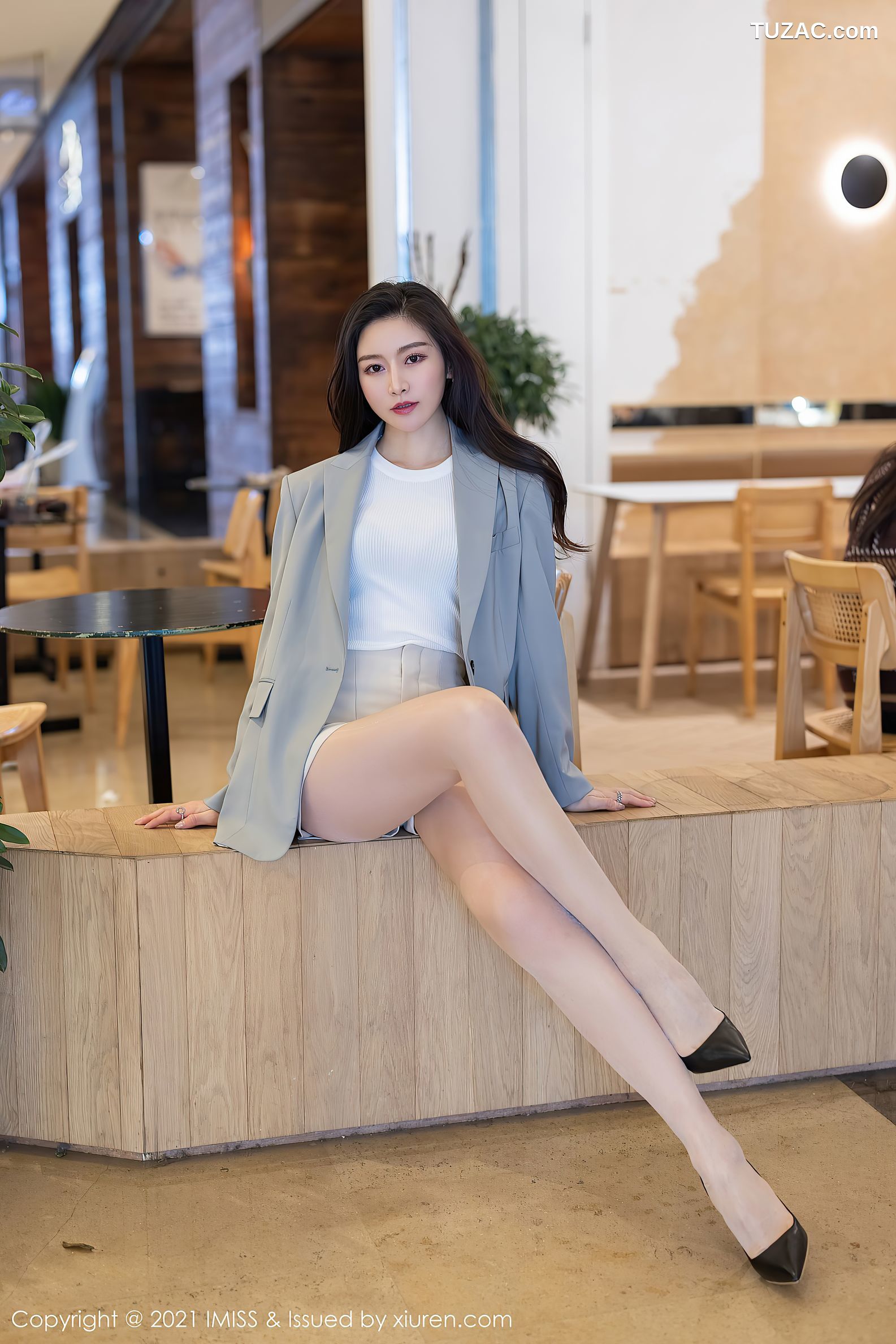 IMiss爱蜜社-610-Vanessa-职场OL主题黑蕾丝镂空内衣-2021.07.05