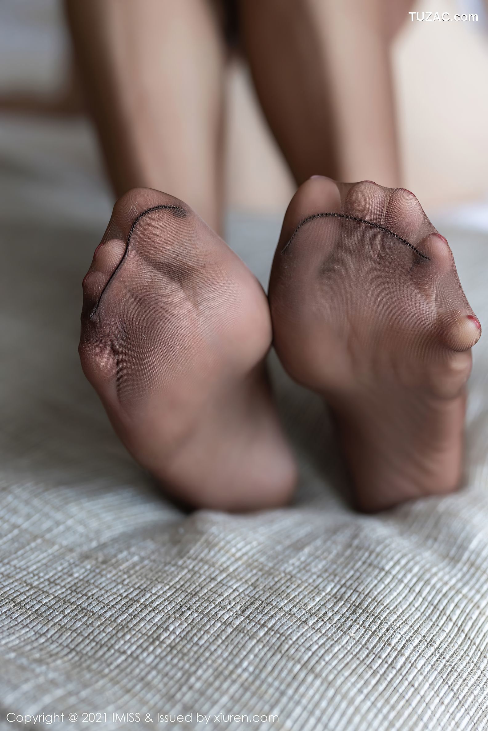 IMiss爱蜜社-616-Lavinia肉肉-灰白抹胸短裙装黑丝-2021.07.21