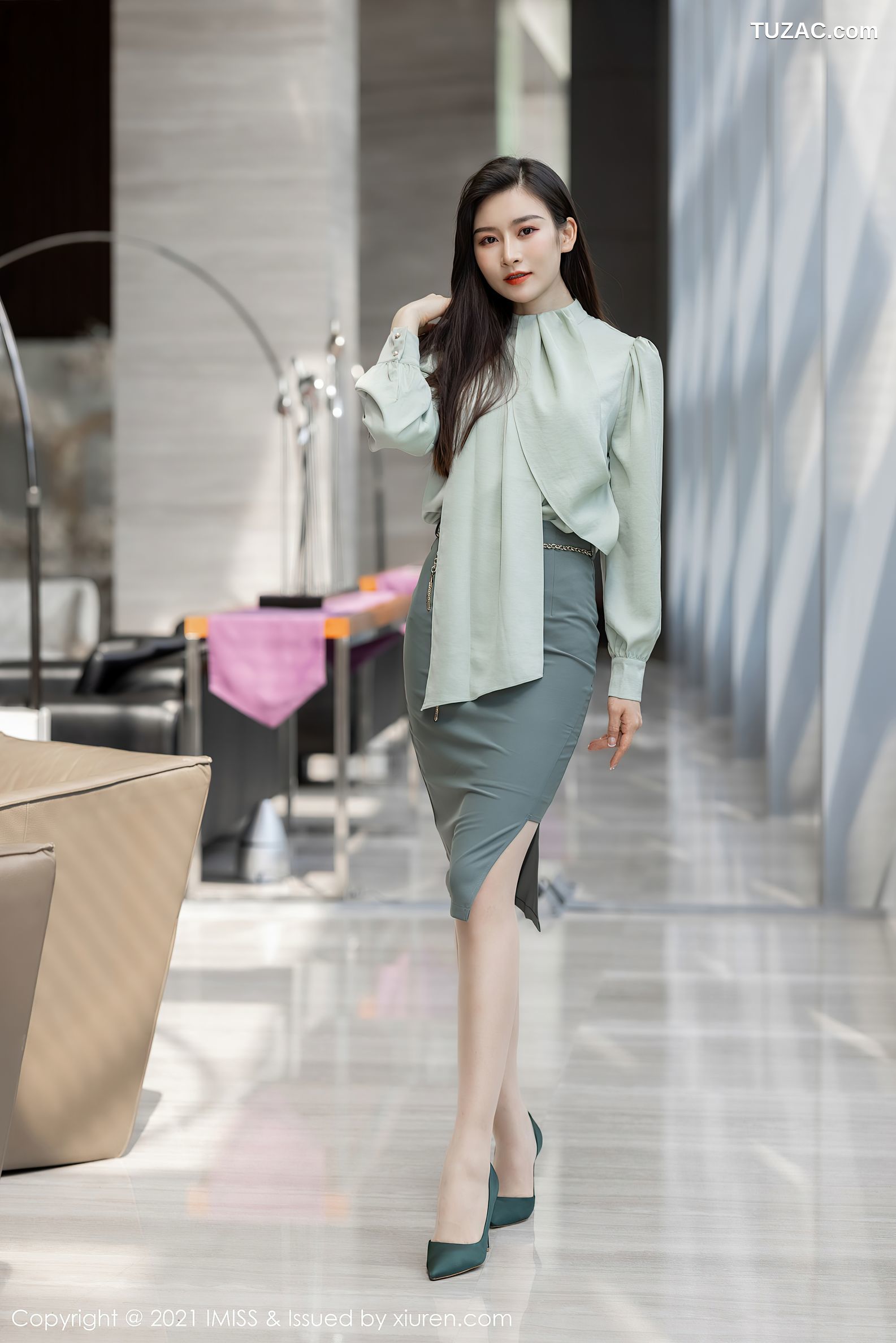 IMiss爱蜜社-617-Vanessa-灰裙职业装白色内衣-2021.07.26
