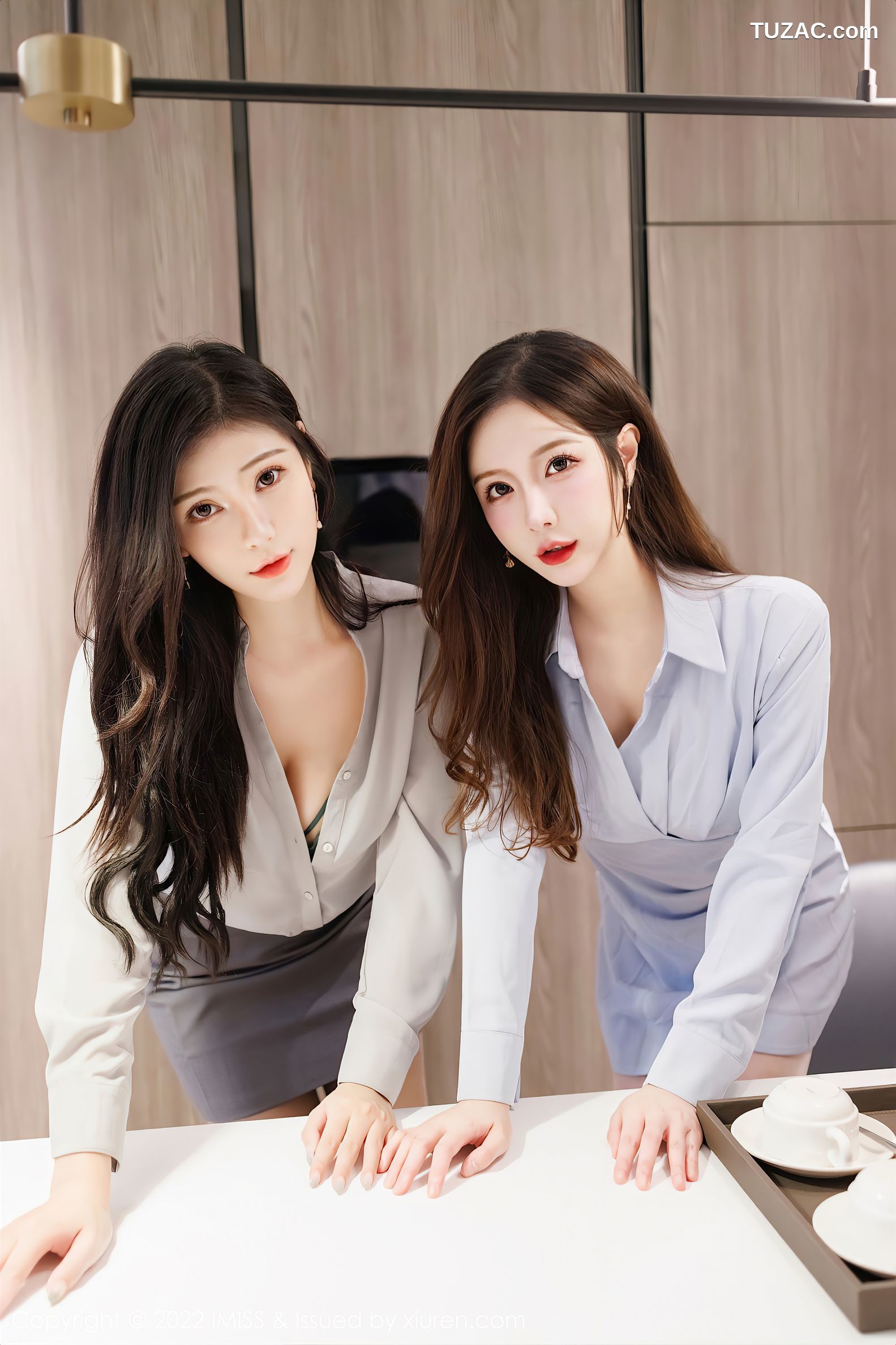 IMiss爱蜜社-652-Lavinia肉肉-LindaLinda-浅灰职业裙装性感内衣-2022.01.14