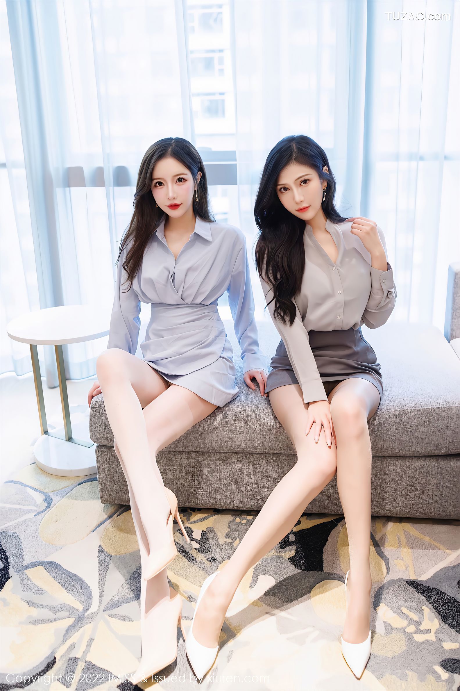 IMiss爱蜜社-652-Lavinia肉肉-LindaLinda-浅灰职业裙装性感内衣-2022.01.14