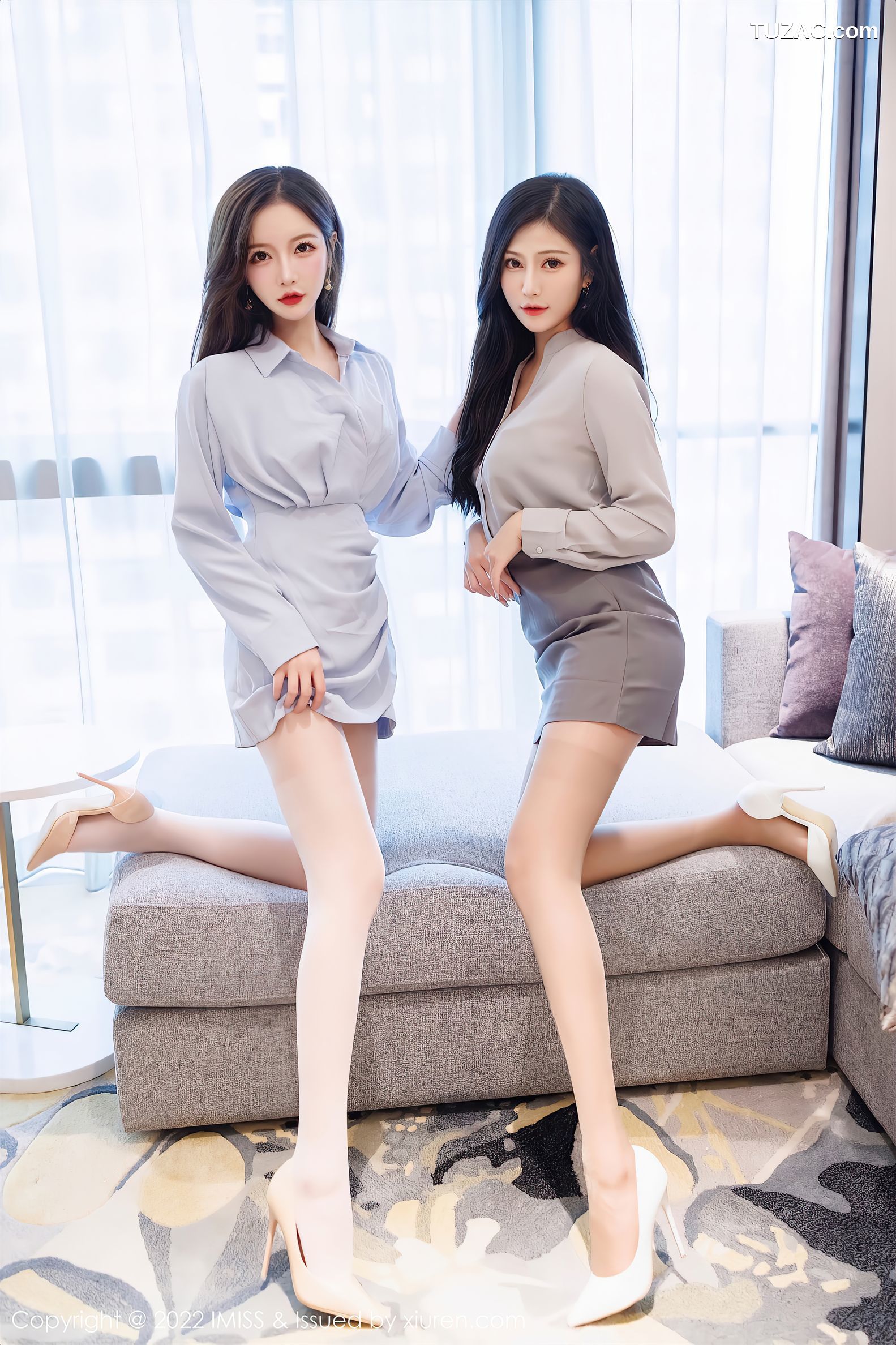 IMiss爱蜜社-652-Lavinia肉肉-LindaLinda-浅灰职业裙装性感内衣-2022.01.14