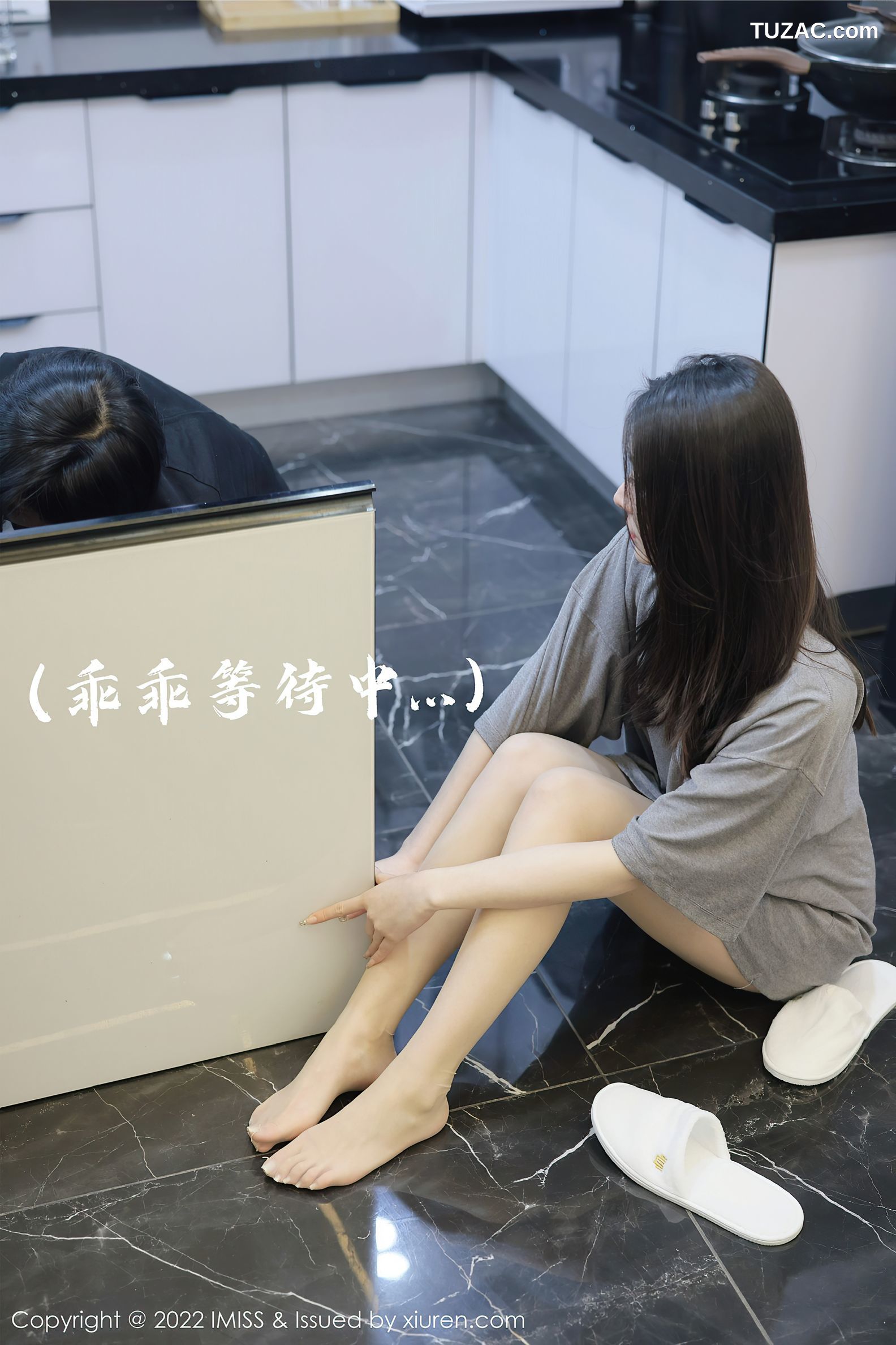 IMiss爱蜜社-667-逗逗Doudou-剧情主题休闲灰色长T恤肉丝-2022.02.22