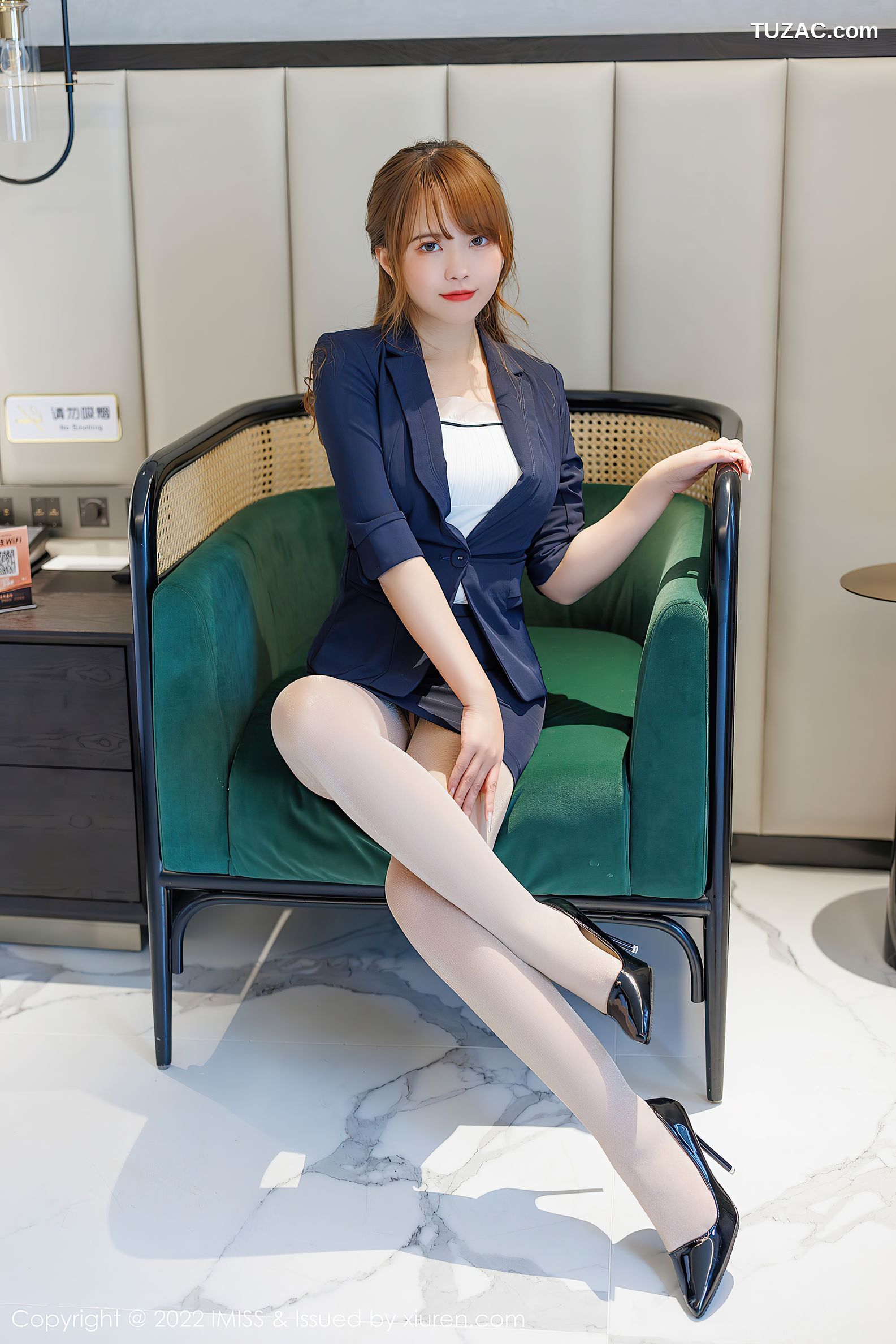 IMiss爱蜜社-678-张思允Nice-云南心愿蓝色OL制服紫色内衣-2022.04.19