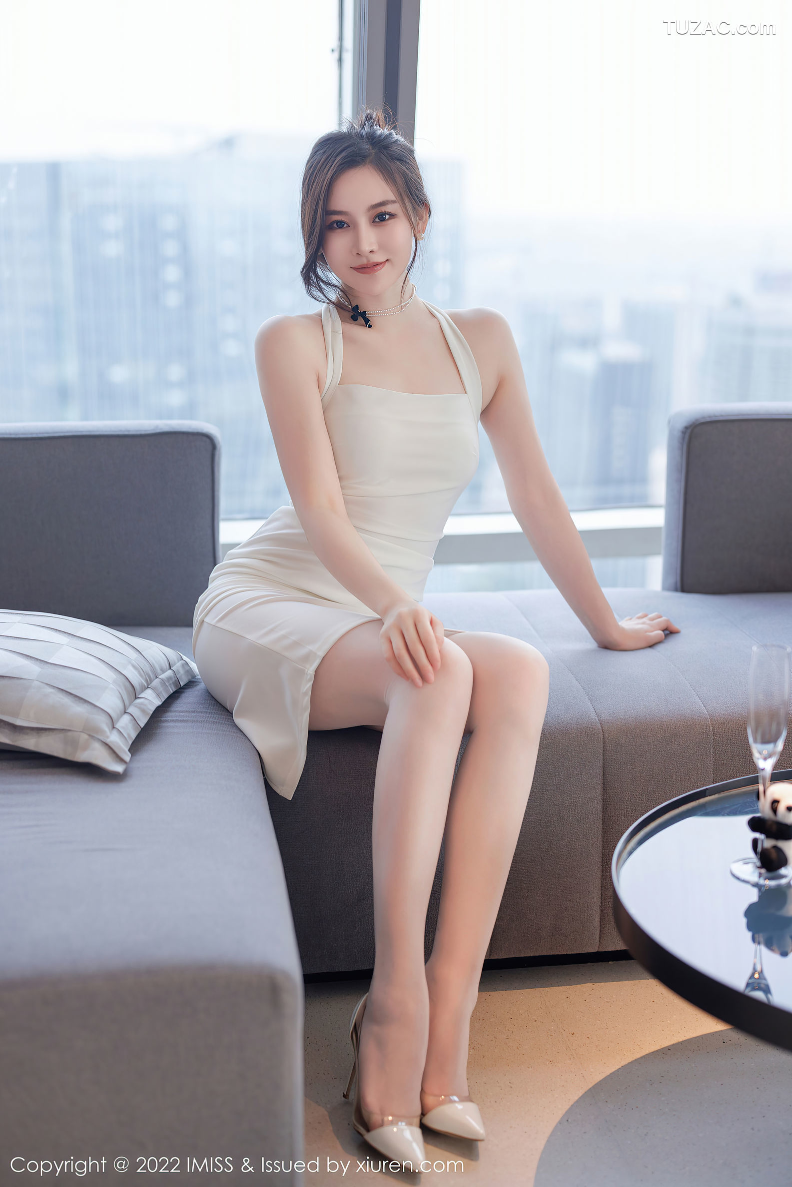 IMiss爱蜜社-705-Vanessa-白色连衣长裙白色内衣肉丝-2022.10.10