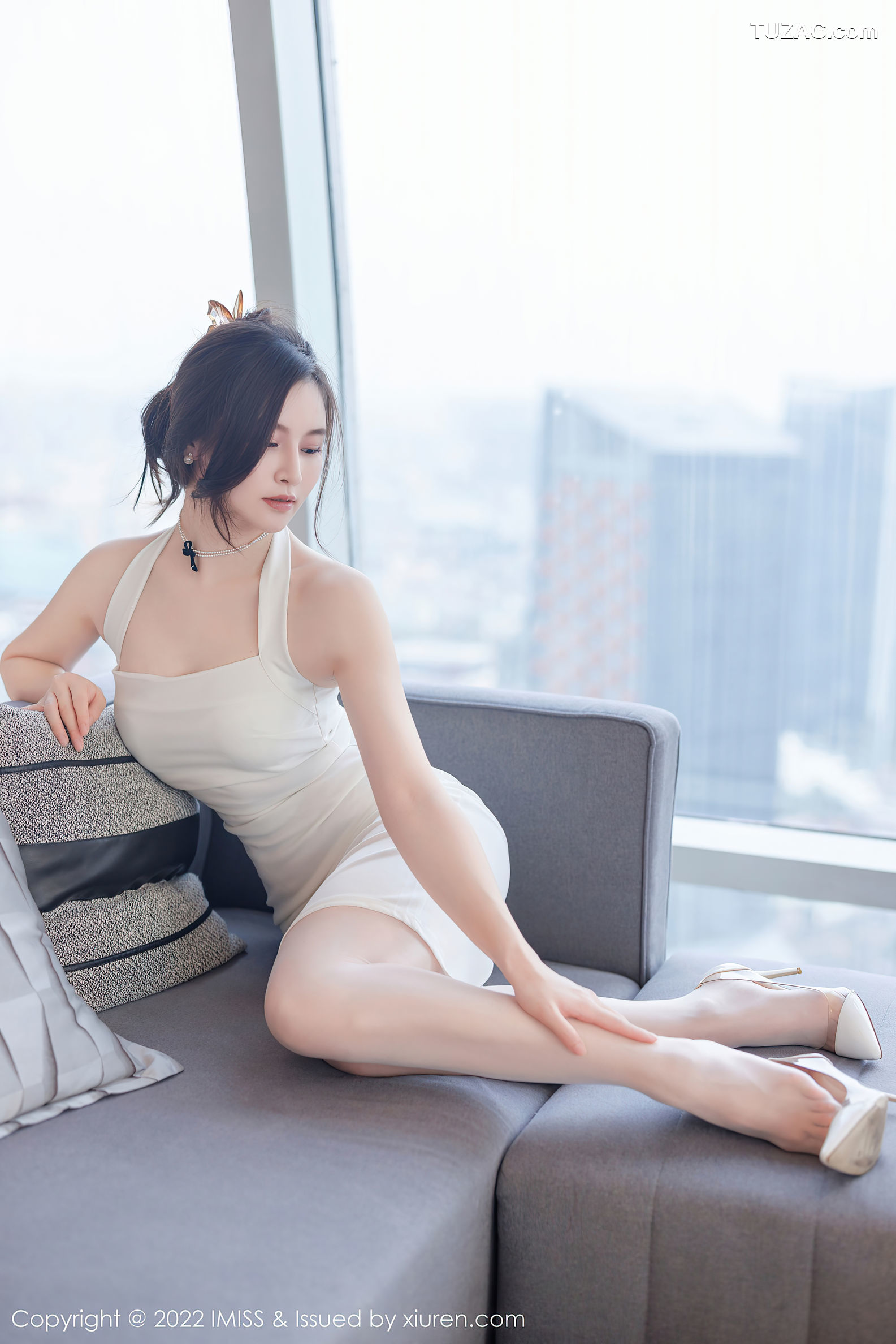 IMiss爱蜜社-705-Vanessa-白色连衣长裙白色内衣肉丝-2022.10.10