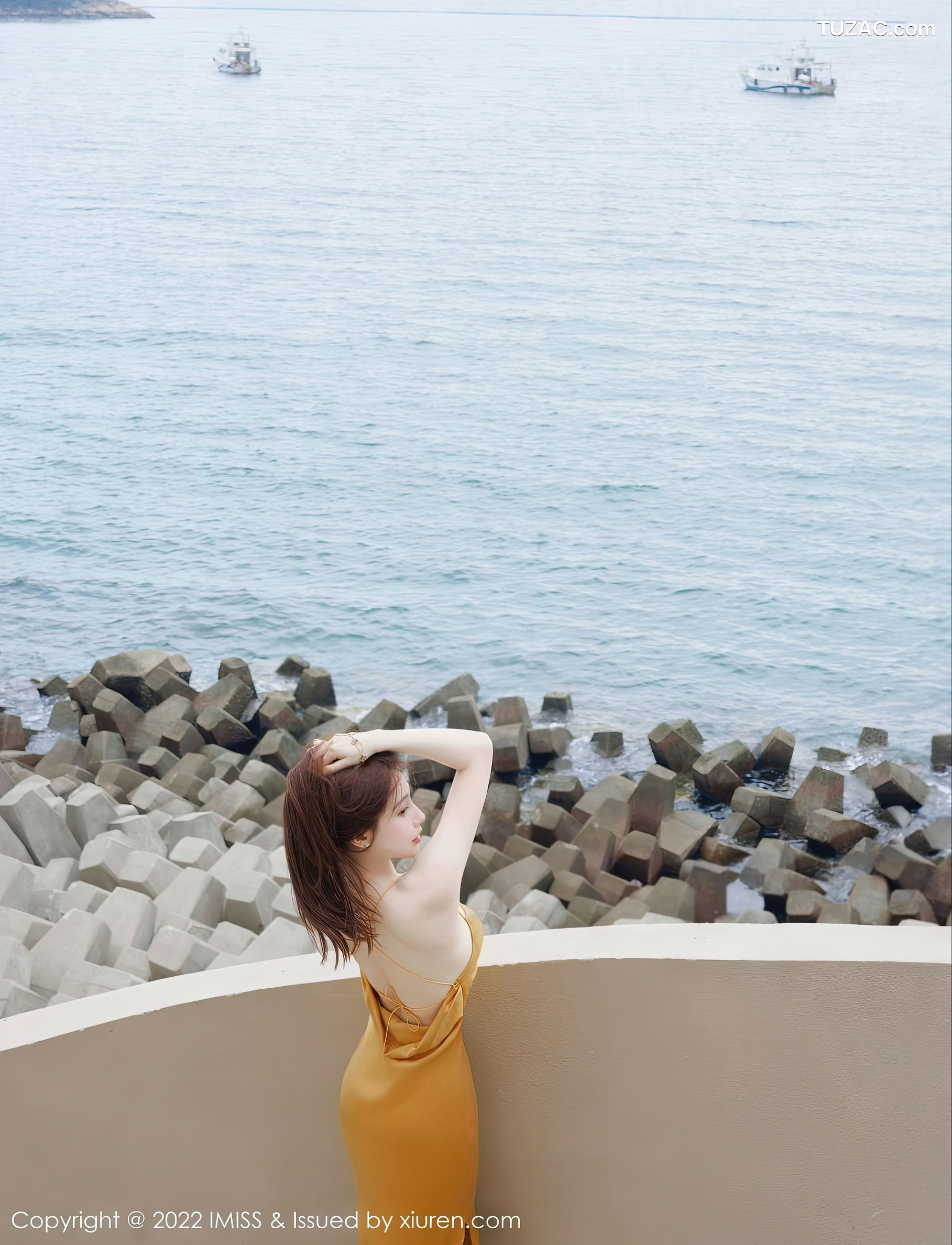 IMiss爱蜜社-706-刘奕宁-户外场景白色长裙-橘色长裙-白长裤-2022.11.07