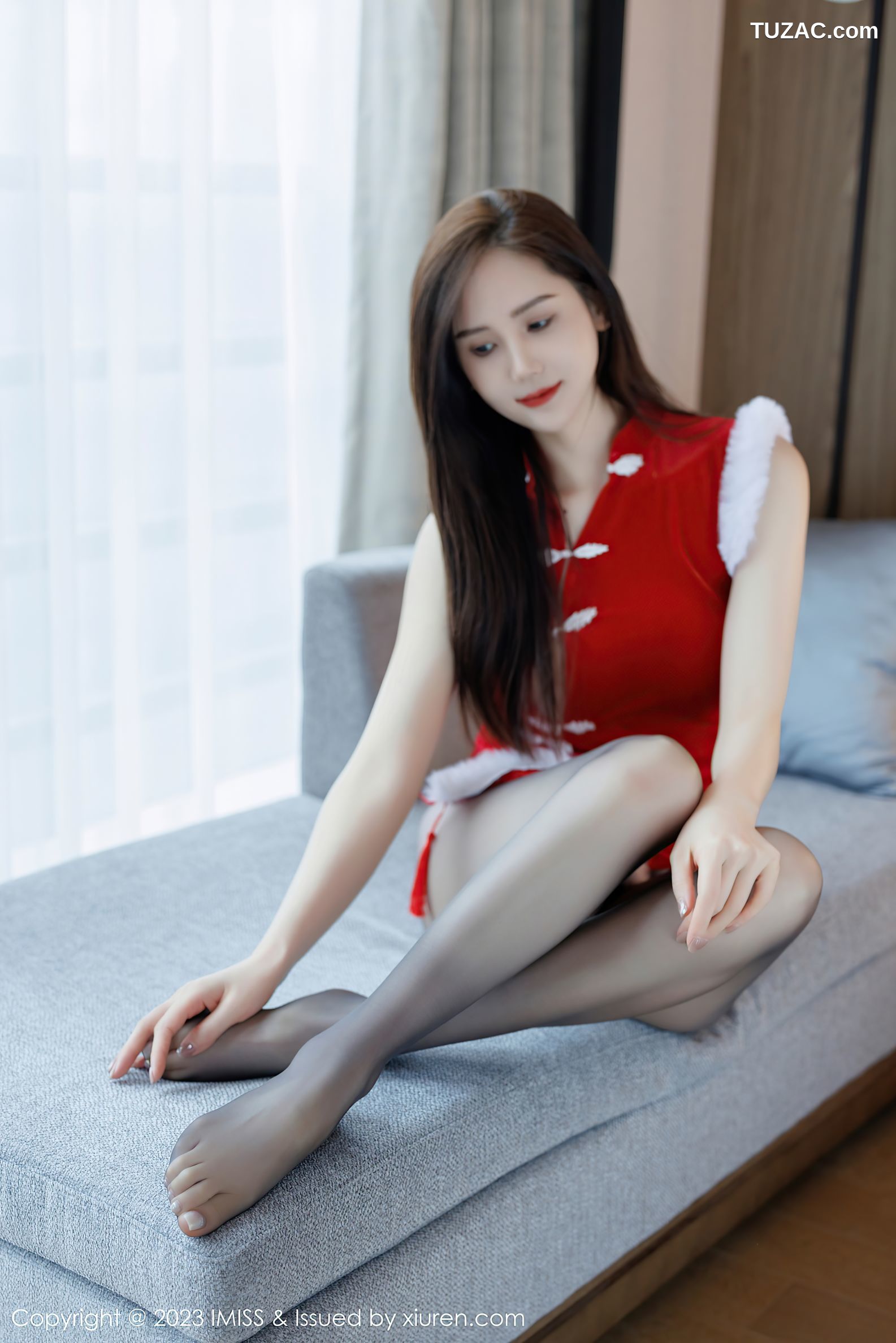 IMiss爱蜜社-729-SISY思-红色古风短褂黑丝-2023.04.13