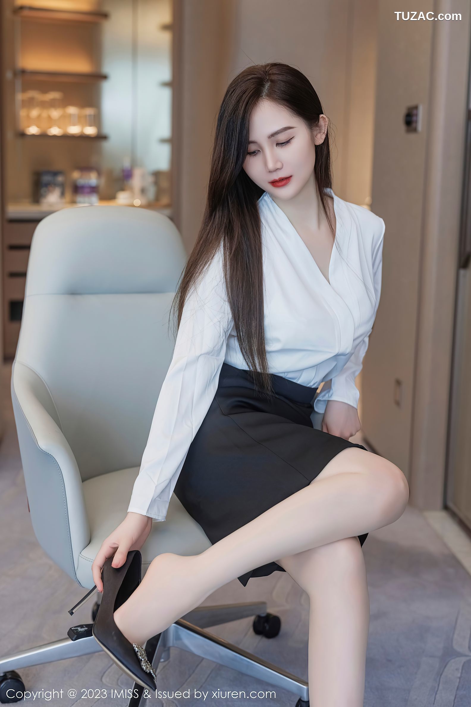 IMiss爱蜜社-739-SISY思-黑色OL职业装白色内衣-2023.08.07