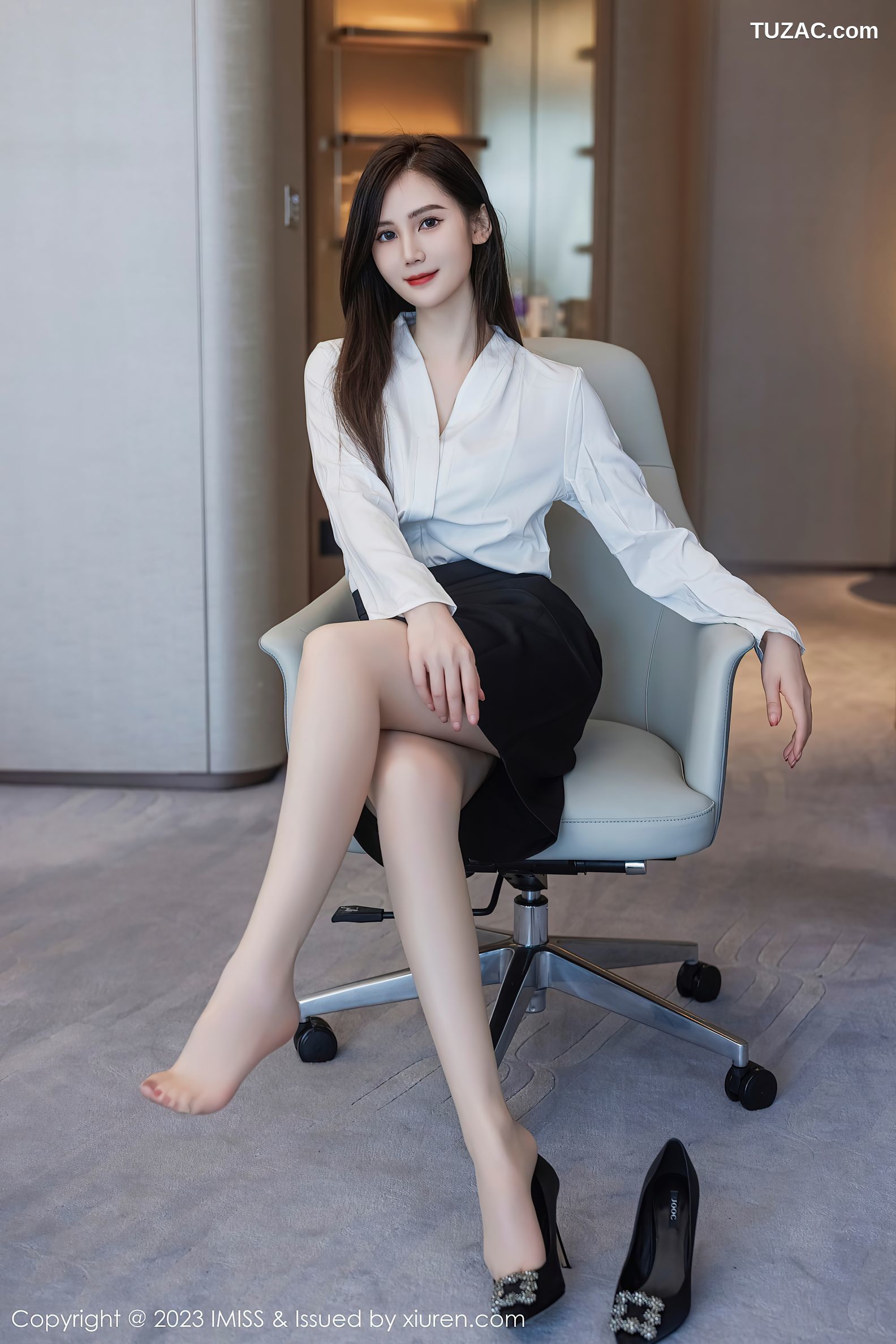 IMiss爱蜜社-739-SISY思-黑色OL职业装白色内衣-2023.08.07