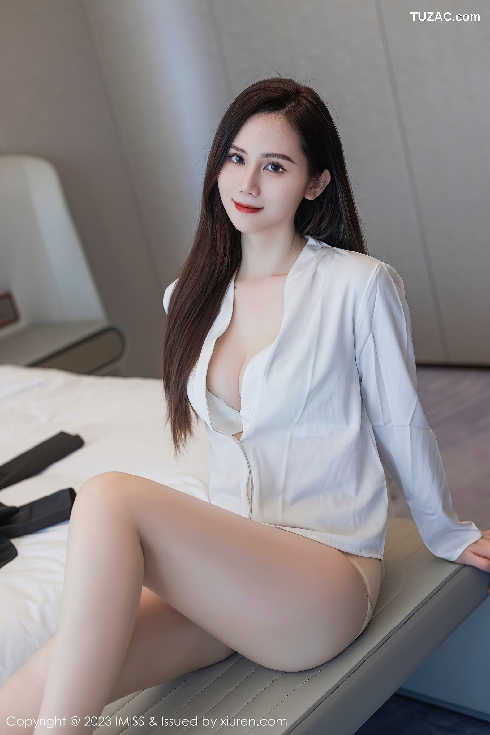 IMiss爱蜜社-739-SISY思-黑色OL职业装白色内衣-2023.08.07