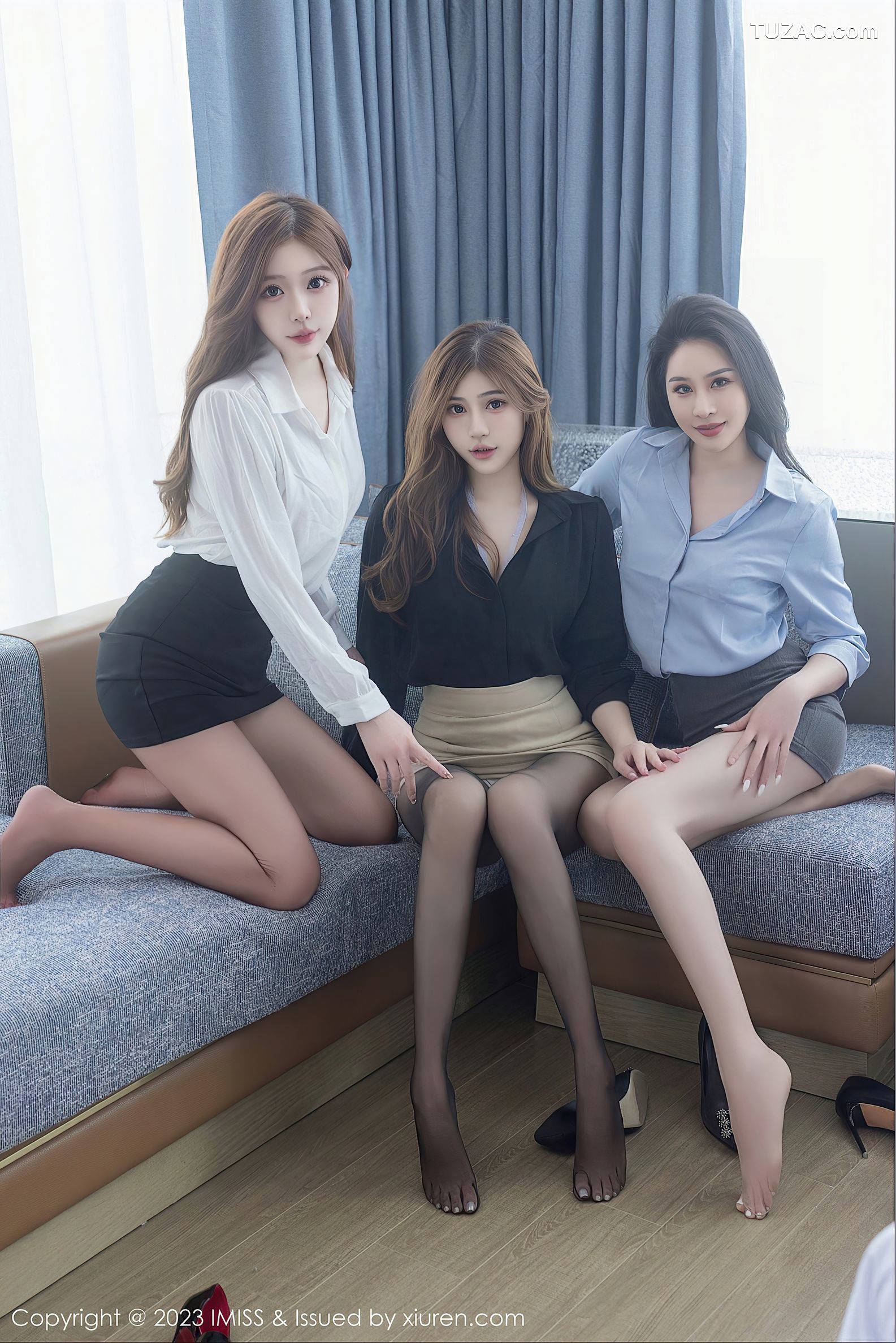 IMiss爱蜜社-743-Lavinia肉肉-Lindalinda-Jermy-衬衫短裙职业装三姐妹-2023.08.21