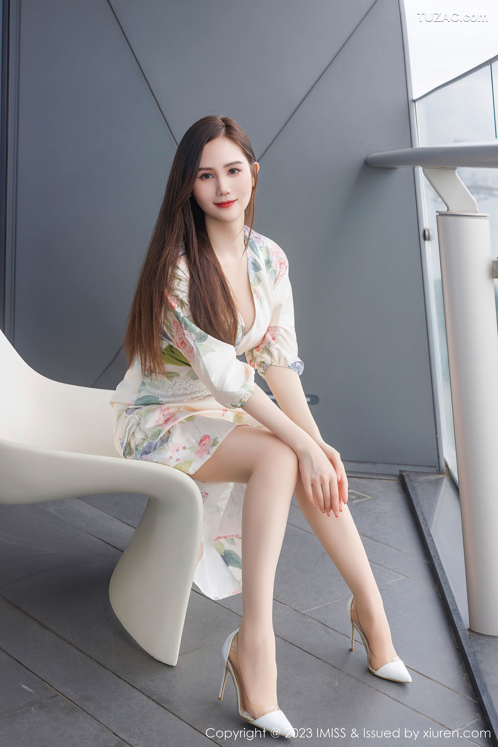 IMiss爱蜜社-745-SISY思-白色印花连衣长裙肉丝-2023.08.28