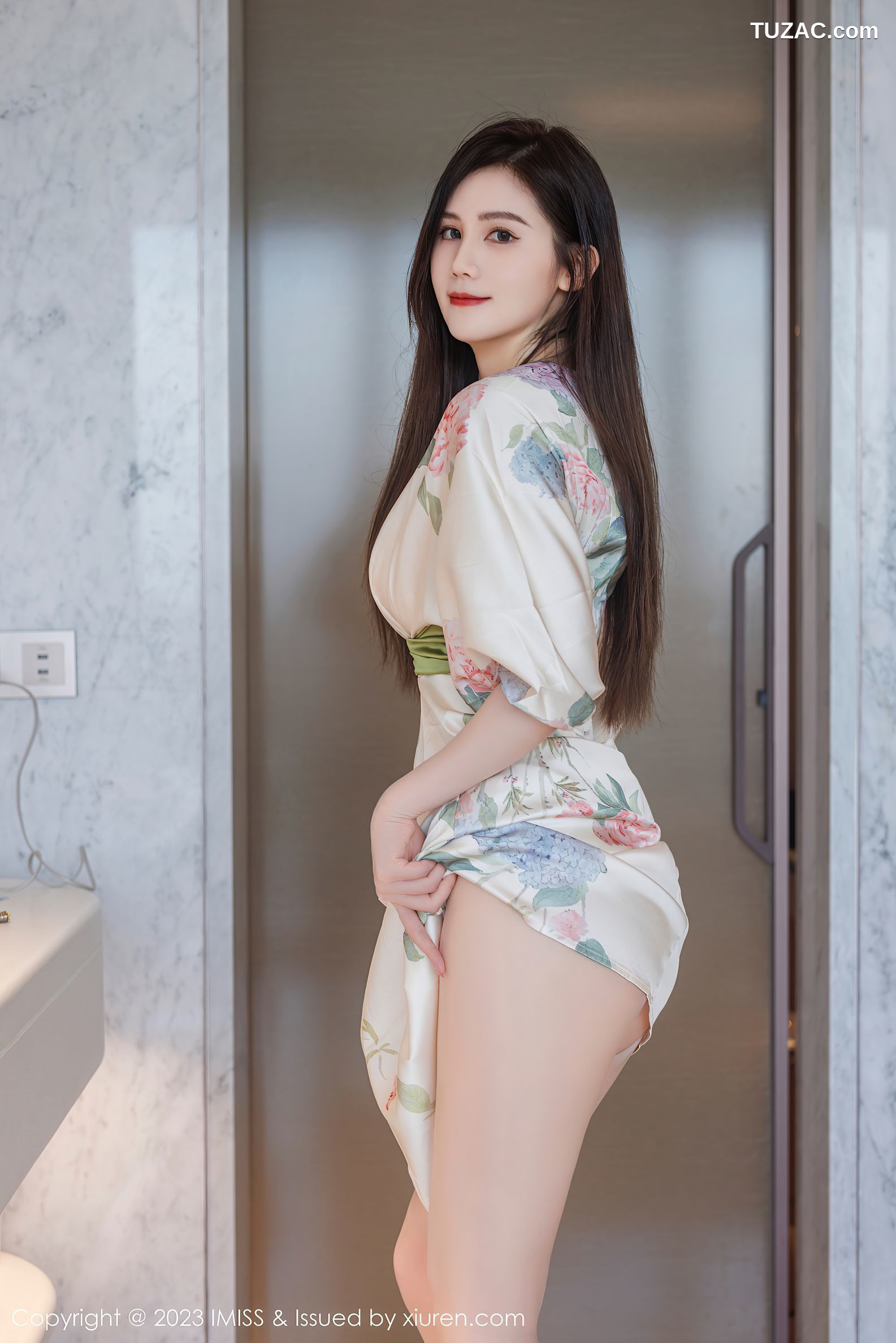 IMiss爱蜜社-745-SISY思-白色印花连衣长裙肉丝-2023.08.28