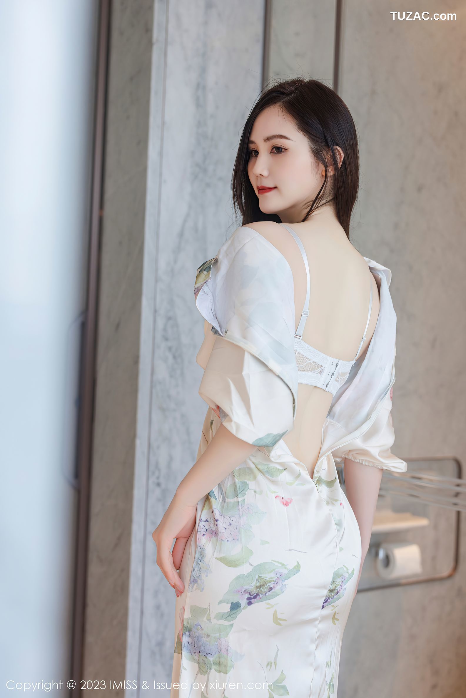 IMiss爱蜜社-745-SISY思-白色印花连衣长裙肉丝-2023.08.28