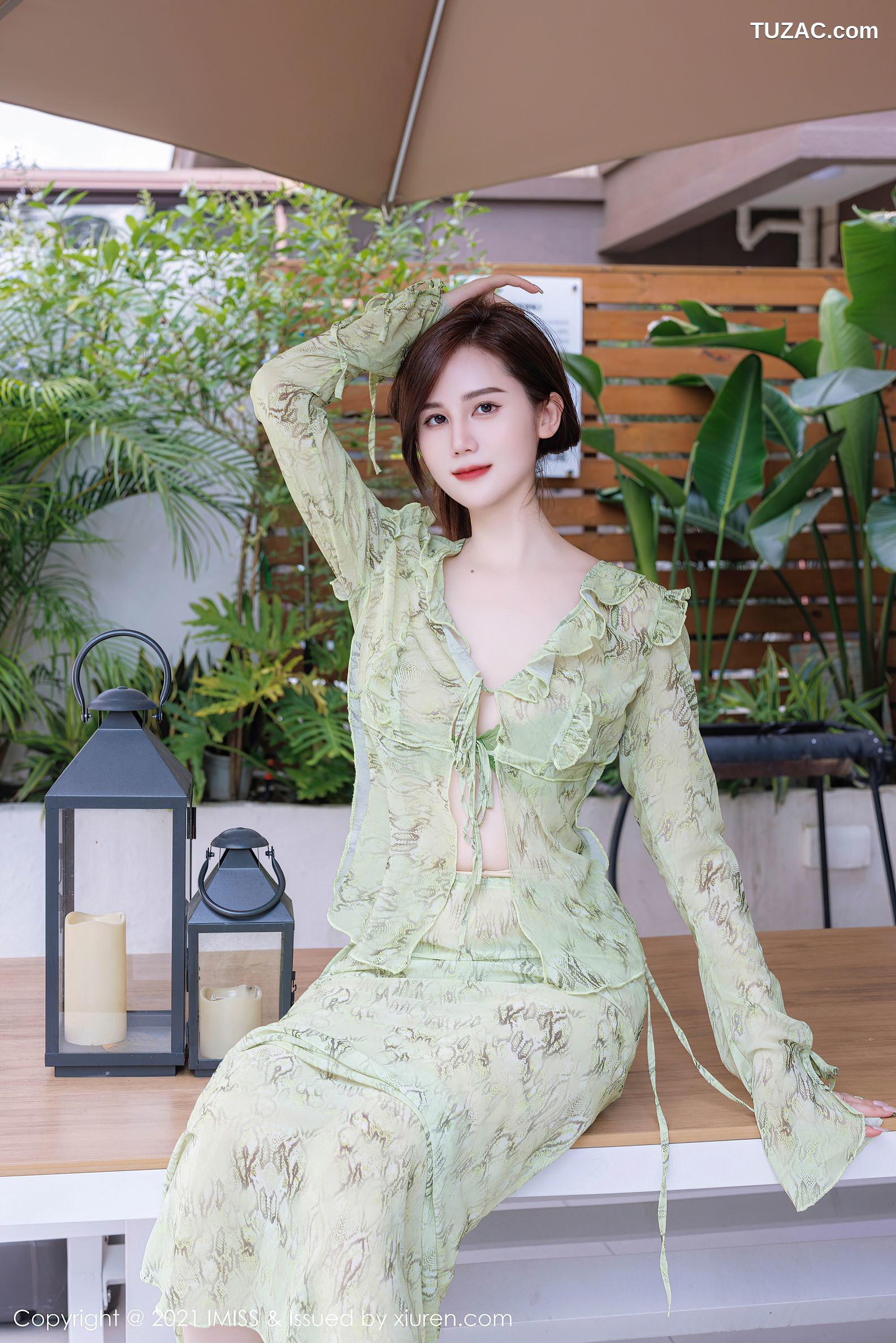 IMiss爱蜜社-758-SISY思-淡绿色连衣裙绿色比基尼-2023.10.23