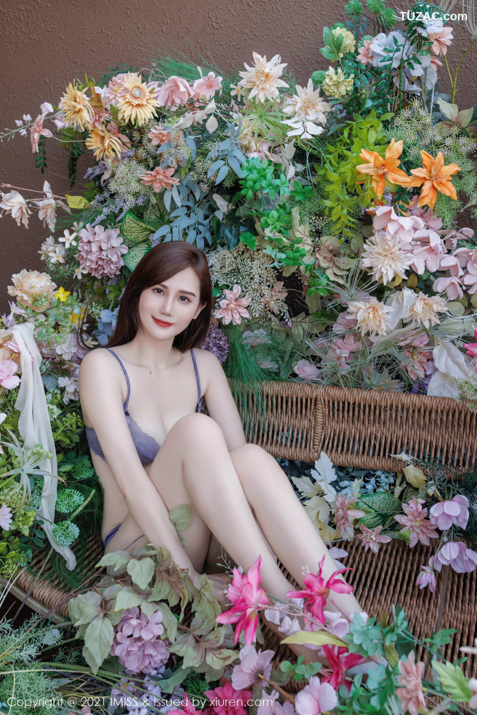 IMiss爱蜜社-761-SISY思-白色露肩连衣短裙紫色蕾丝内衣-2023.12.11