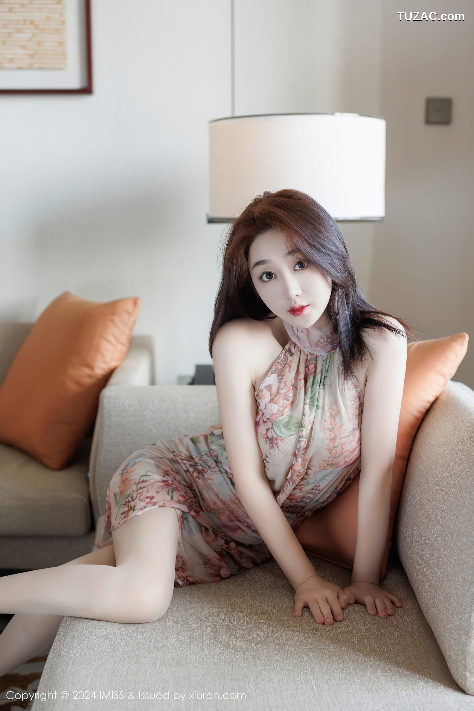 IMiss爱蜜社-772-九月生-红印花连衣短裙灰色内衣-2024.07.09