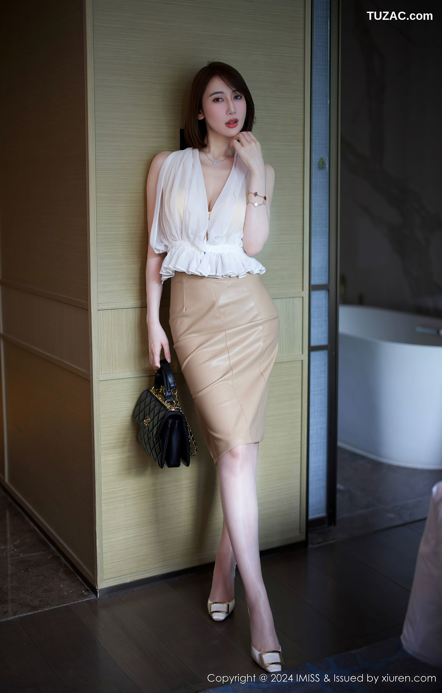 IMiss爱蜜社-779-瑞妤-白纱纱肉色紧身短裙-2024.11.04