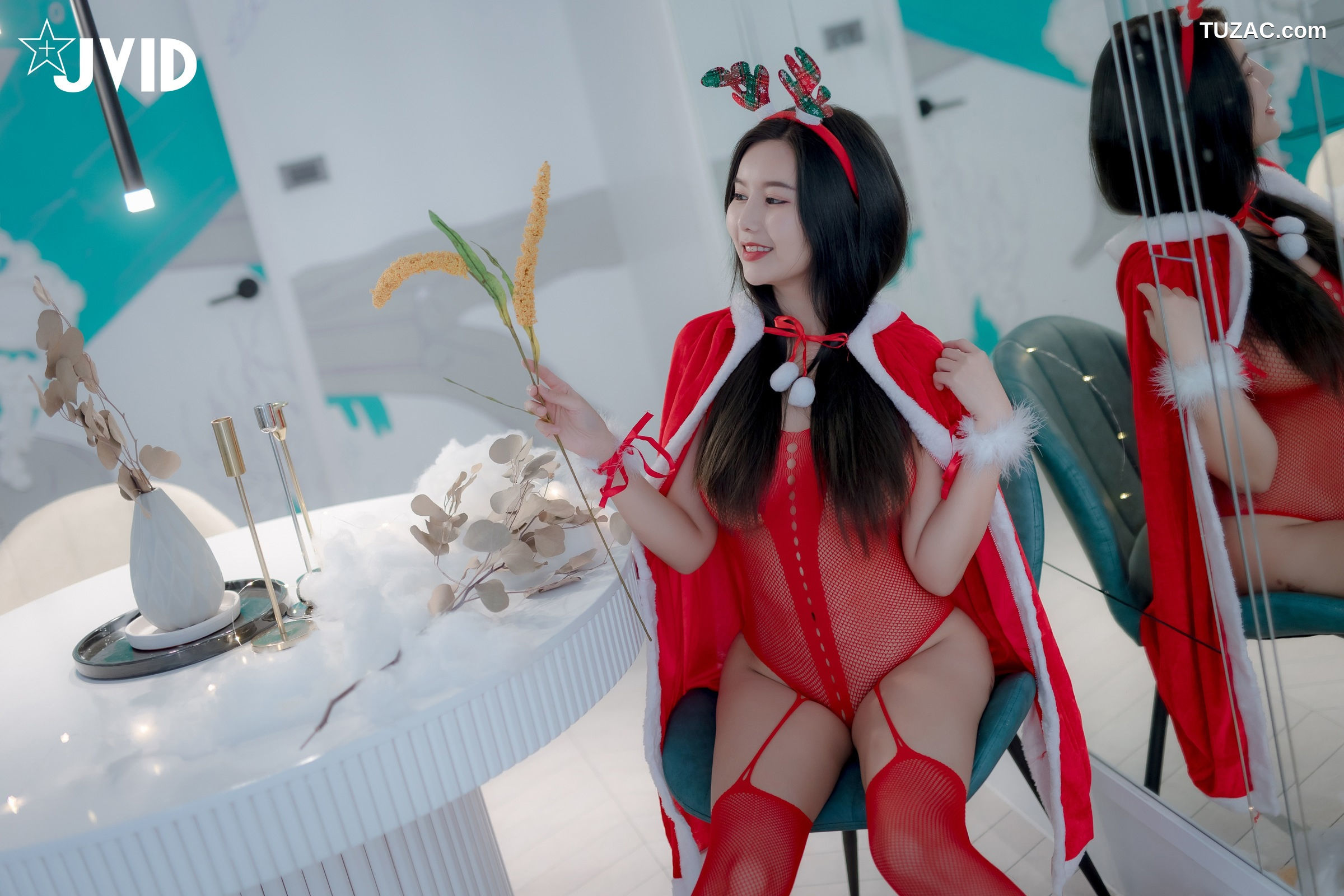 JVID-木木森-性感圣诞派对-鹿角透视红纱篇