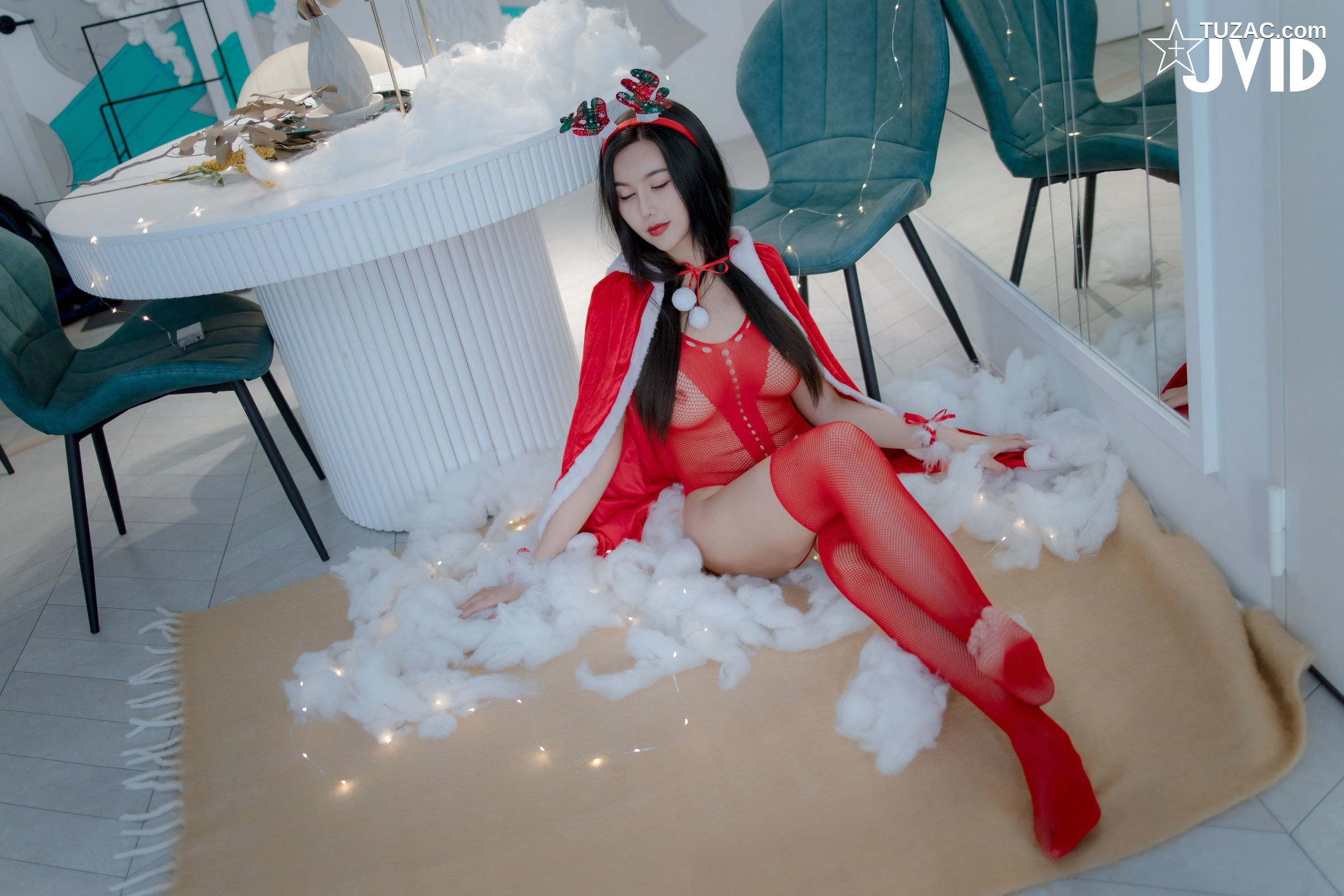 JVID-木木森-性感圣诞派对-鹿角透视红纱篇